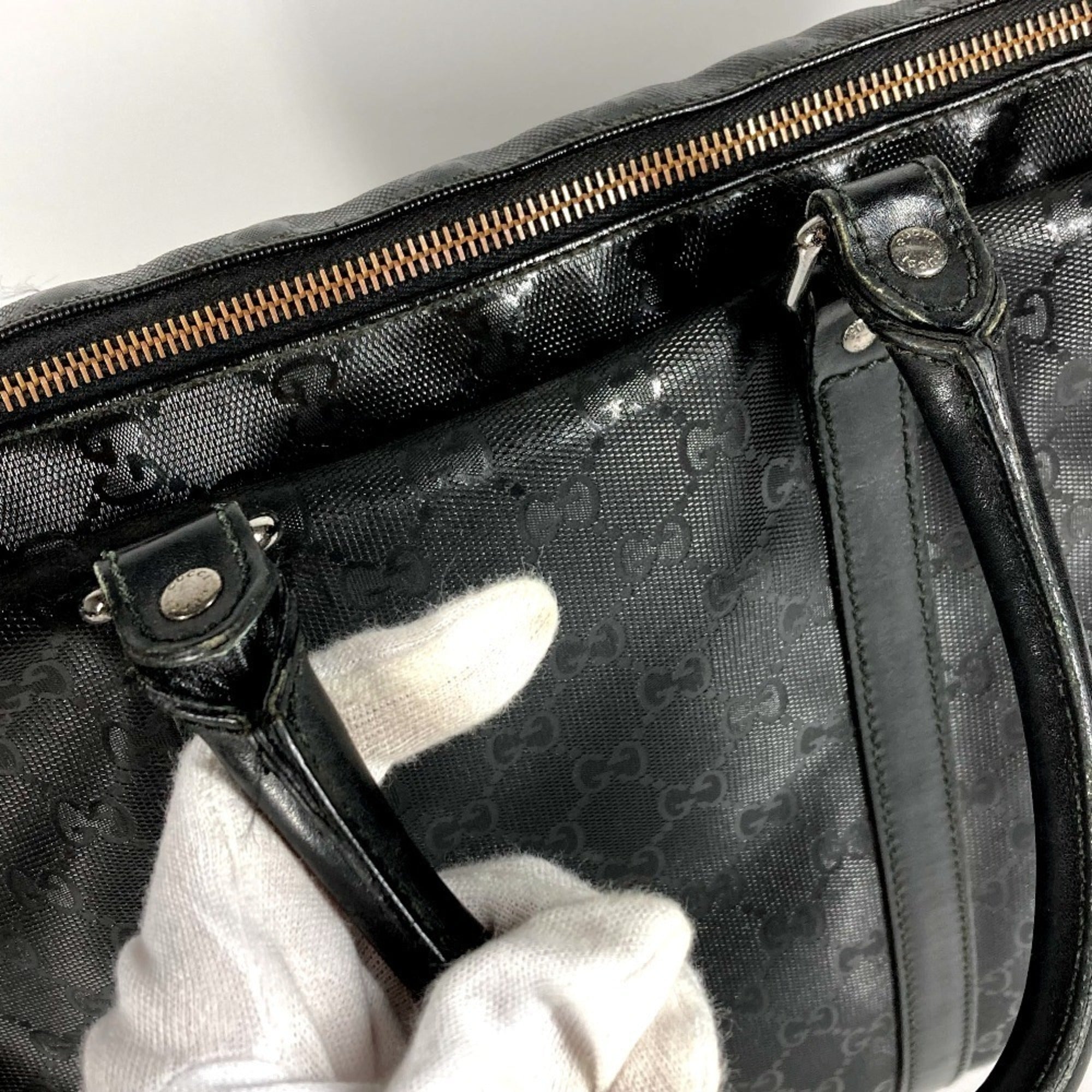 Gucci Black Gg Imprimé Handbag Tote Bag (Pre-Owned)