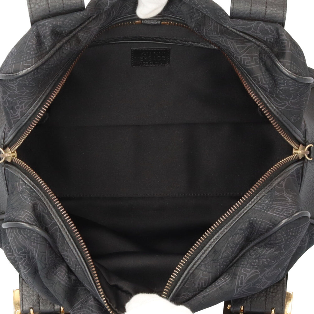 Versace Black Canvas Handbag (Pre-Owned)