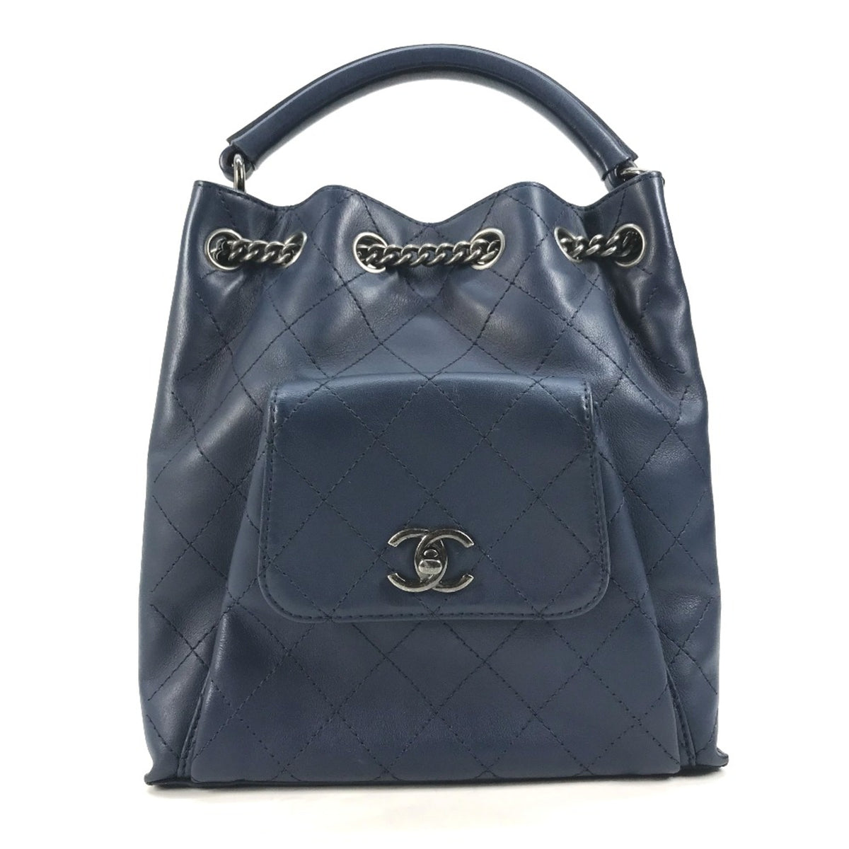 Chanel Blue Leather Shoulder Bag (Pre-Owned)