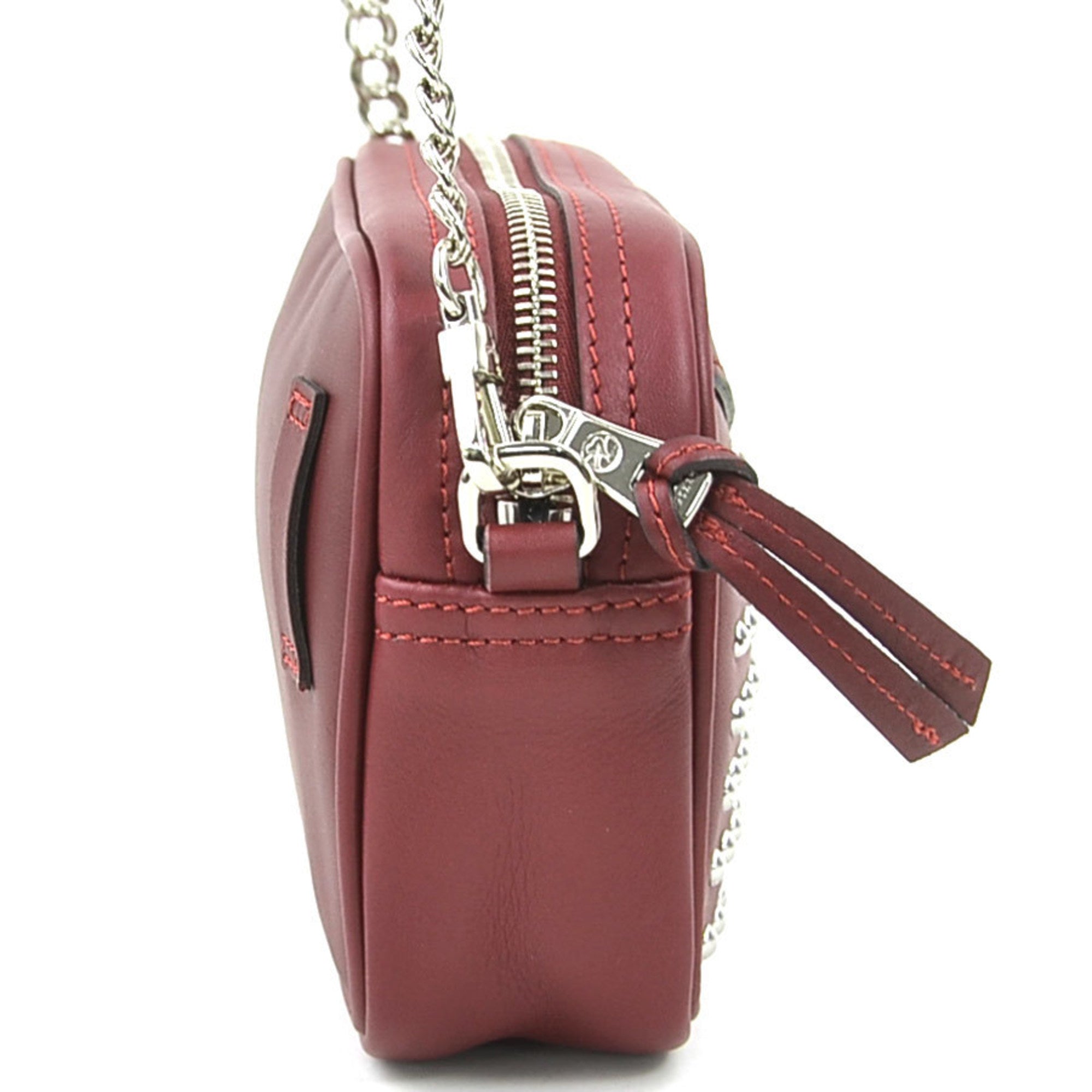Longchamp Dark Red Leather Shoulder Bag (Pre-Owned)