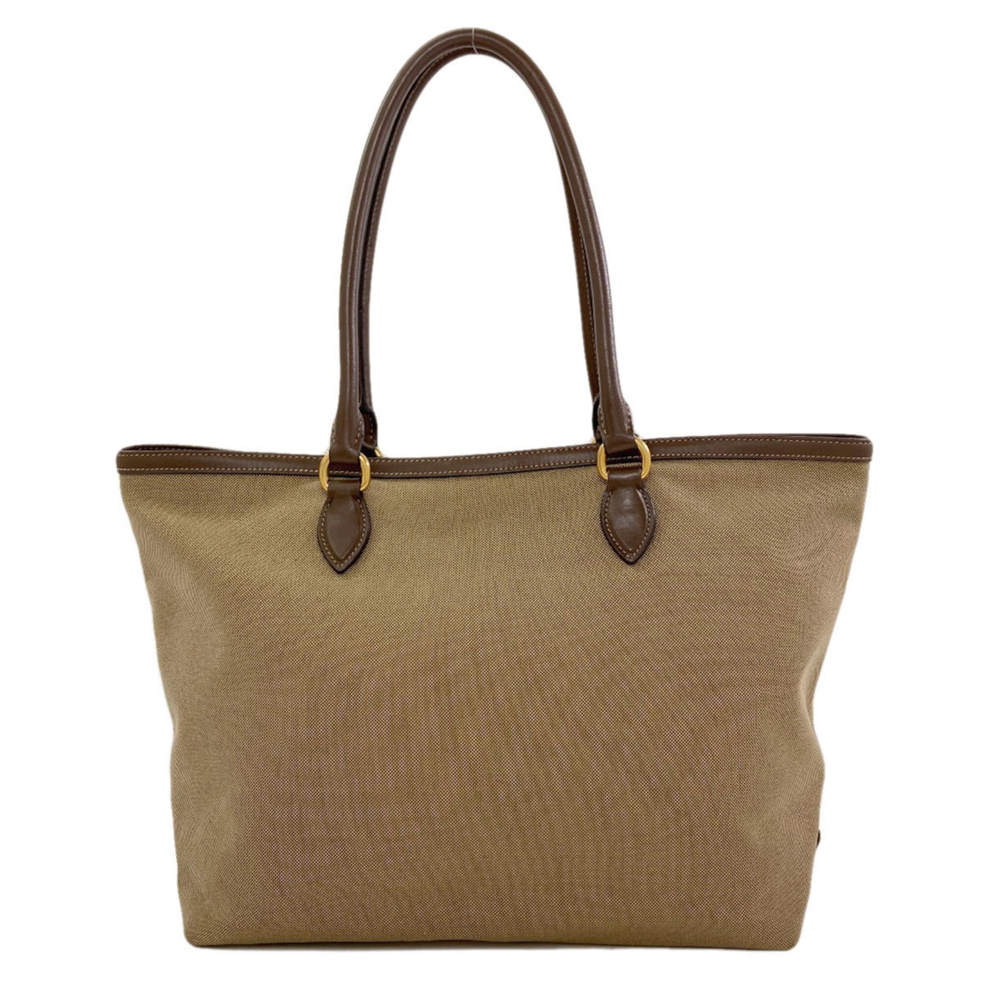 Prada Brown Canvas Leather Tote Bag (Pre-Owned)