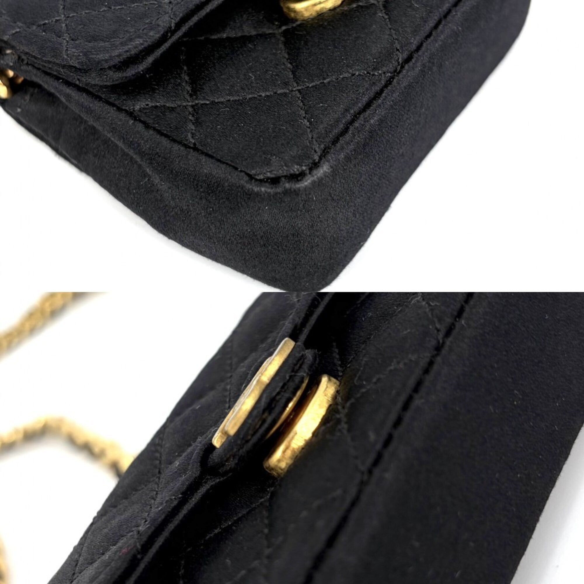 Chanel Black Satin Pochette Shoulder Bag (Pre-Owned)