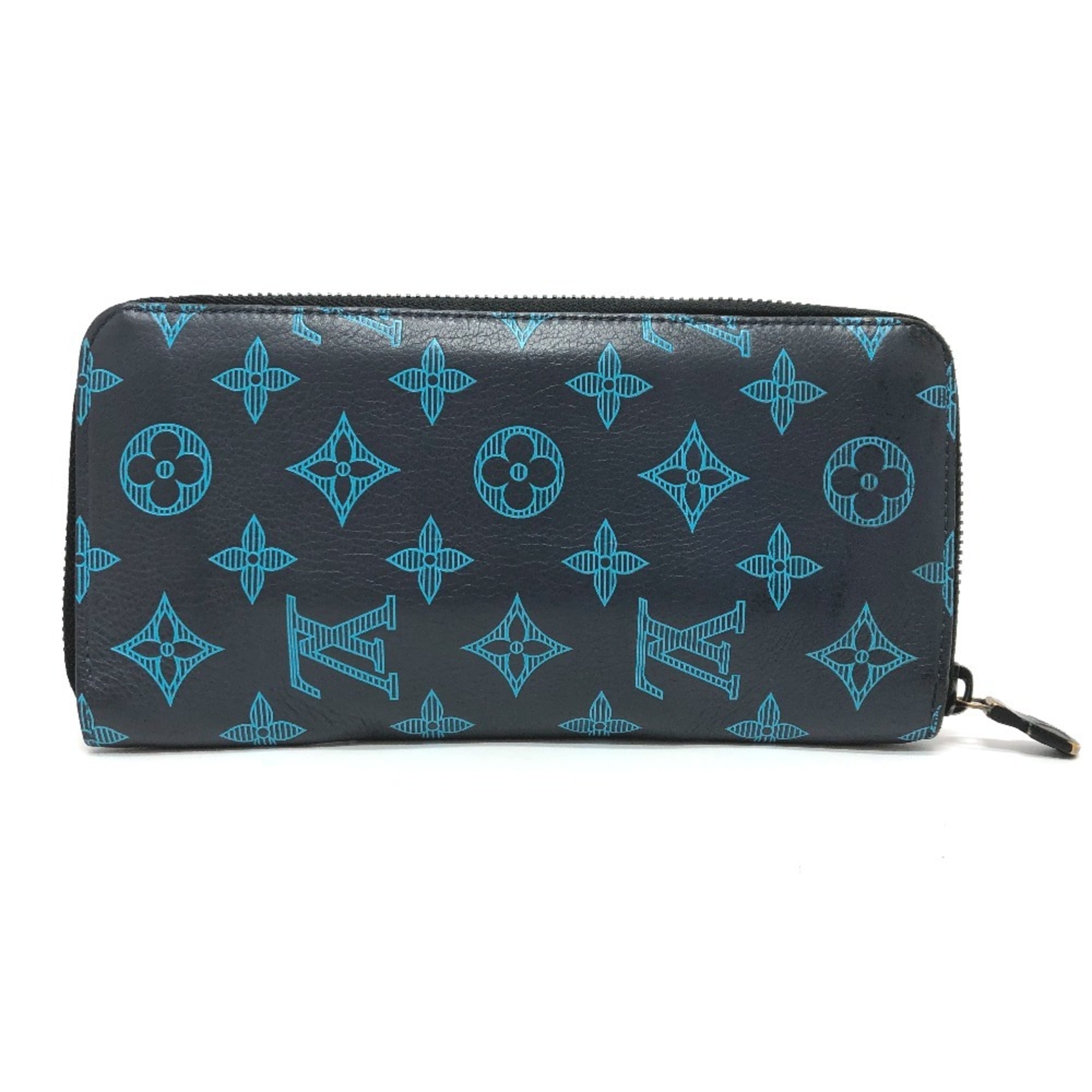 Louis Vuitton Monogram Shadow Galle Navy Monogram Shadow Long Wallet (Bi-Fold) (Pre-Owned)