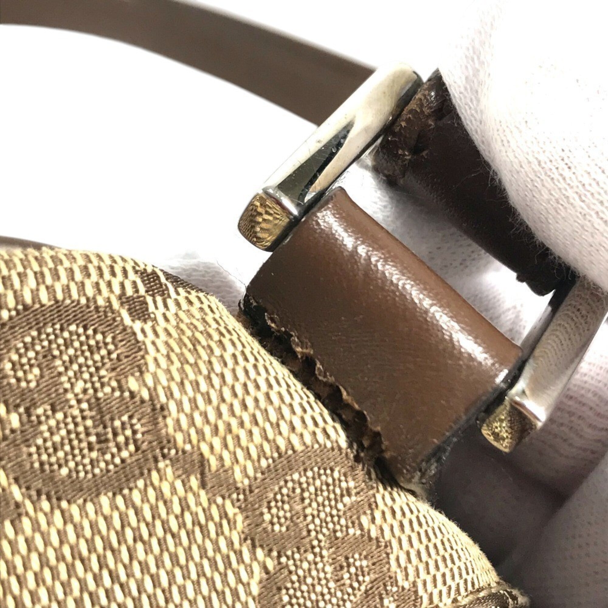 Gucci Beige Gg Canvas Leather Shoulder Bag (Pre-Owned)