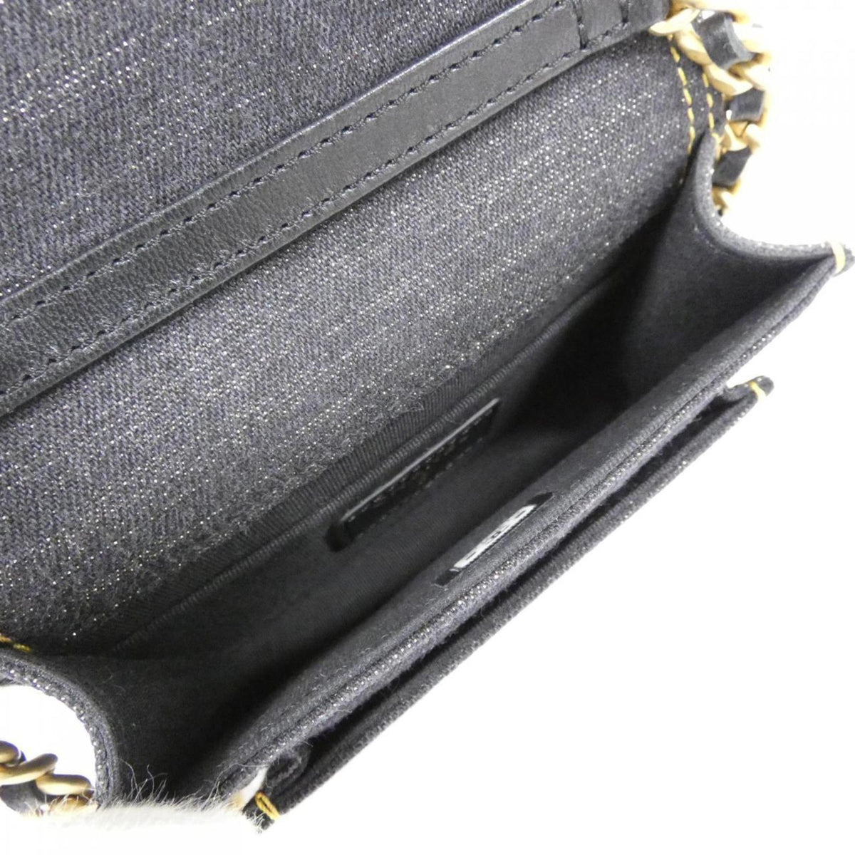 Chanel Black Denim Handbag Shoulder Bag (Pre-Owned)