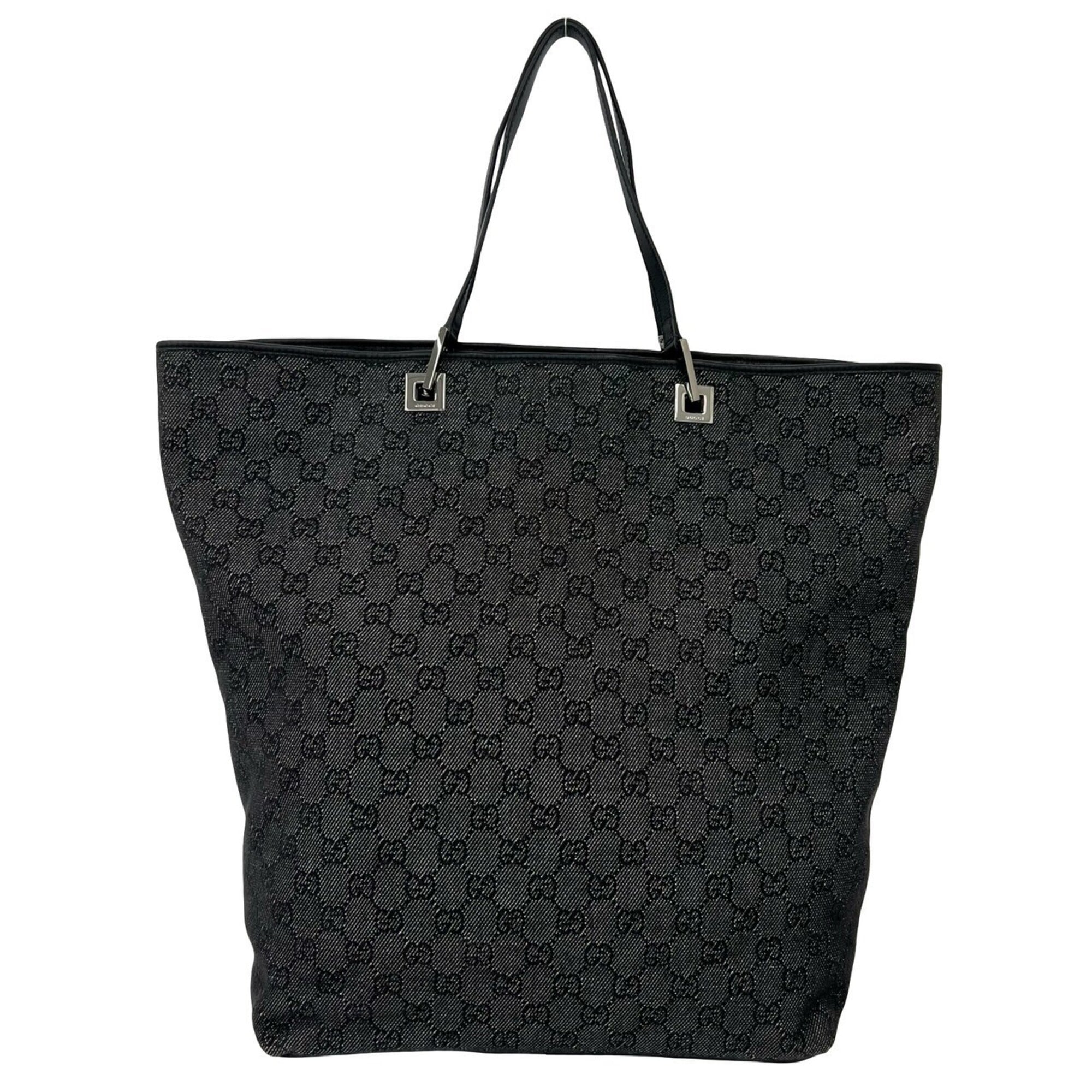Gucci Black Canvas Leather Tote Bag (Pre-Owned)