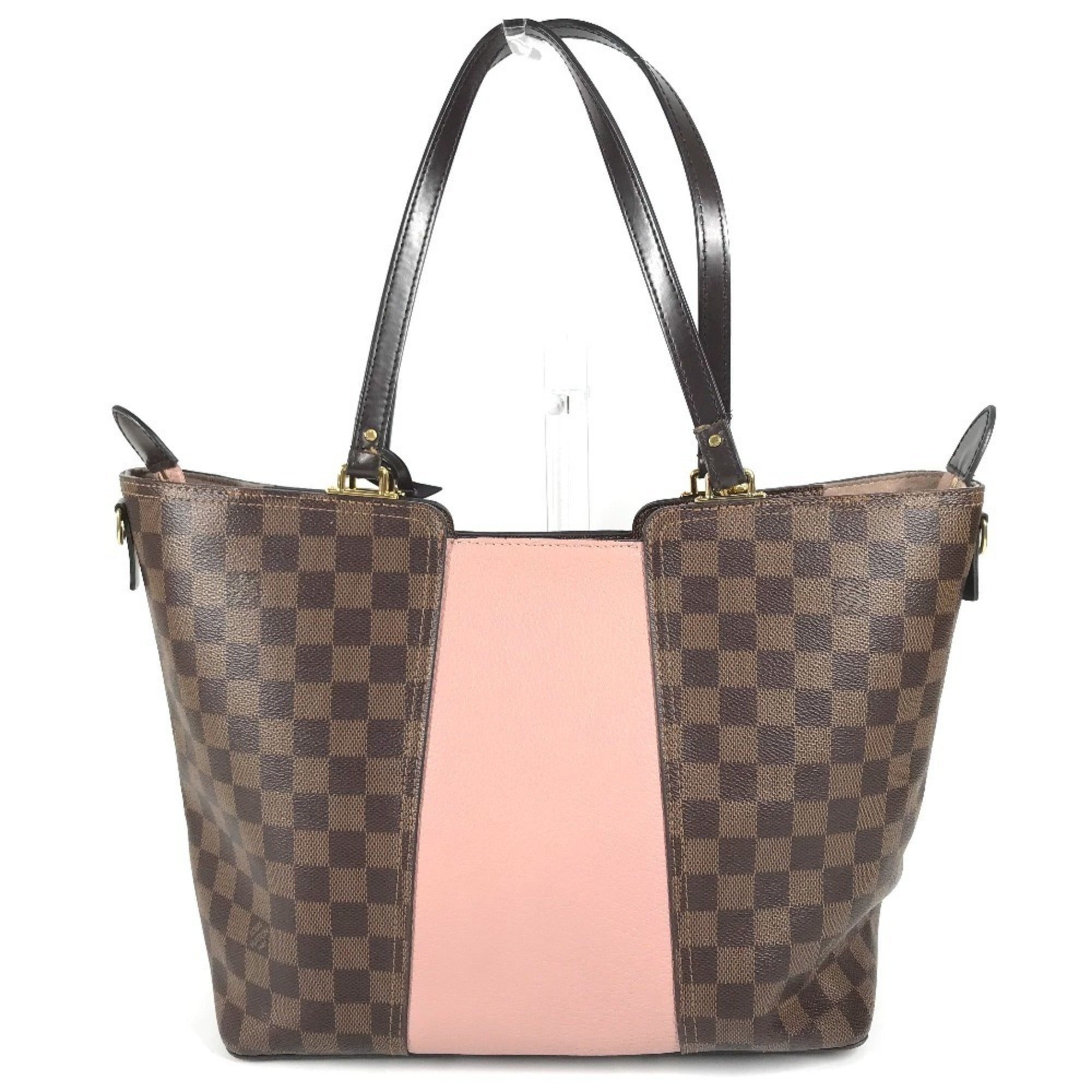 Louis Vuitton Brown Damier Canvas Galle Magnolia Pink Jersey Handbag Shoulder Bag Tote Bag (Pre-Owned)