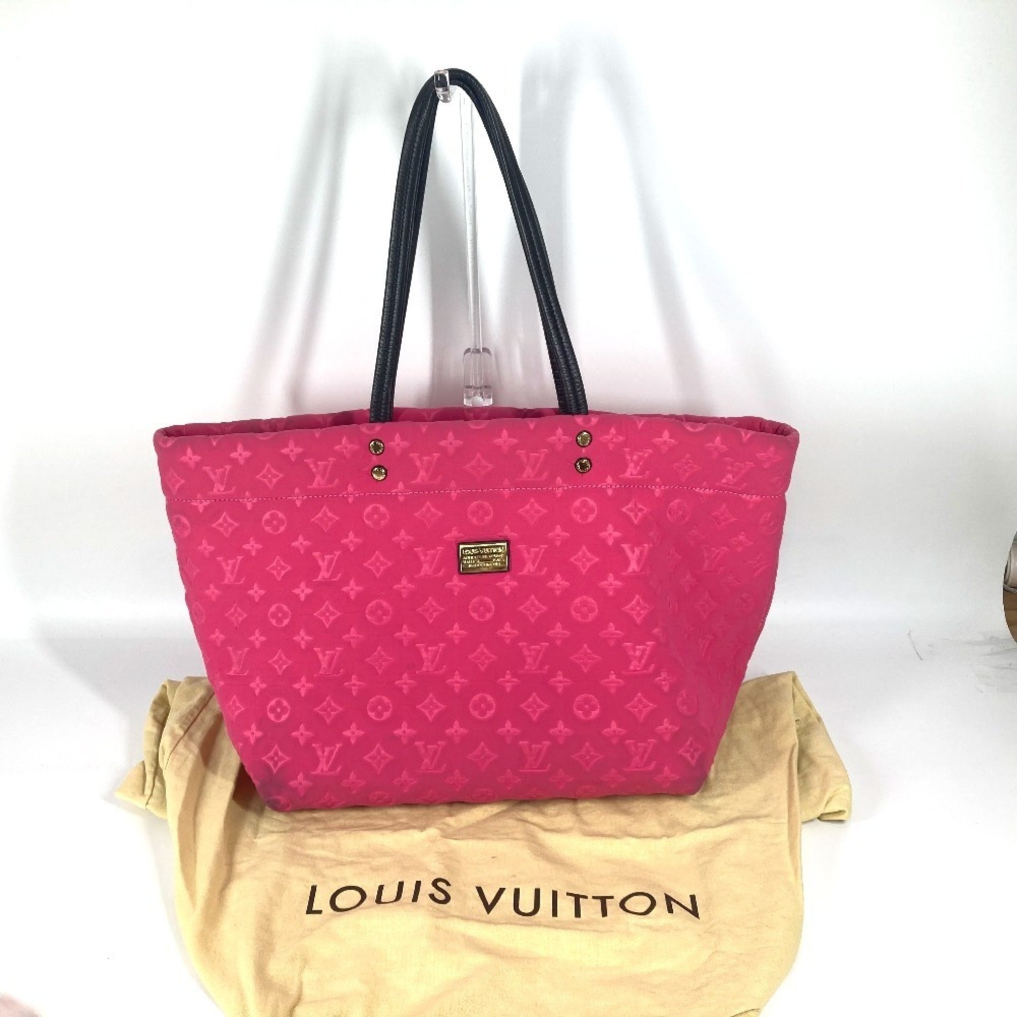 Louis Vuitton Black Pink Microfiber Shoulder Bag Tote Bag (Pre-Owned)