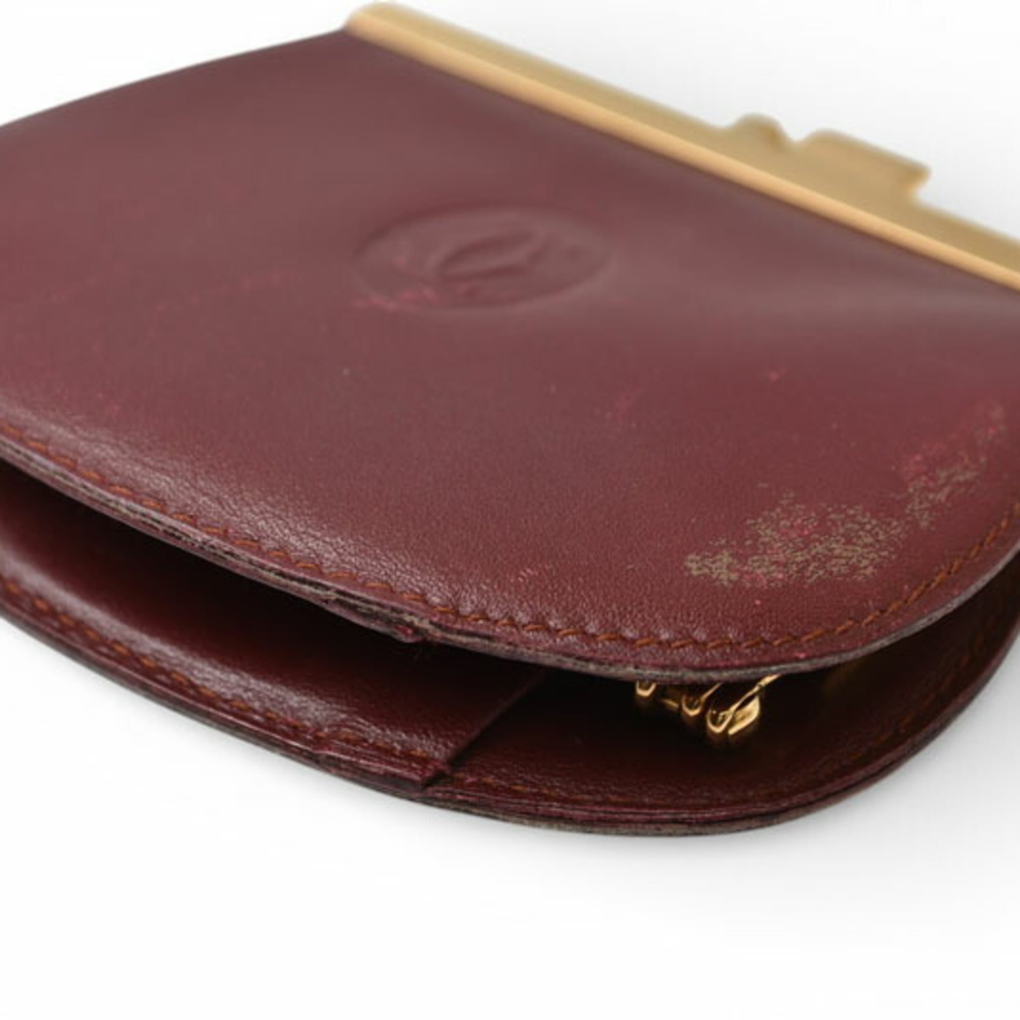 Cartier Must Bordeaux Leather Coin Purse/Coin Case (Pre-Owned)
