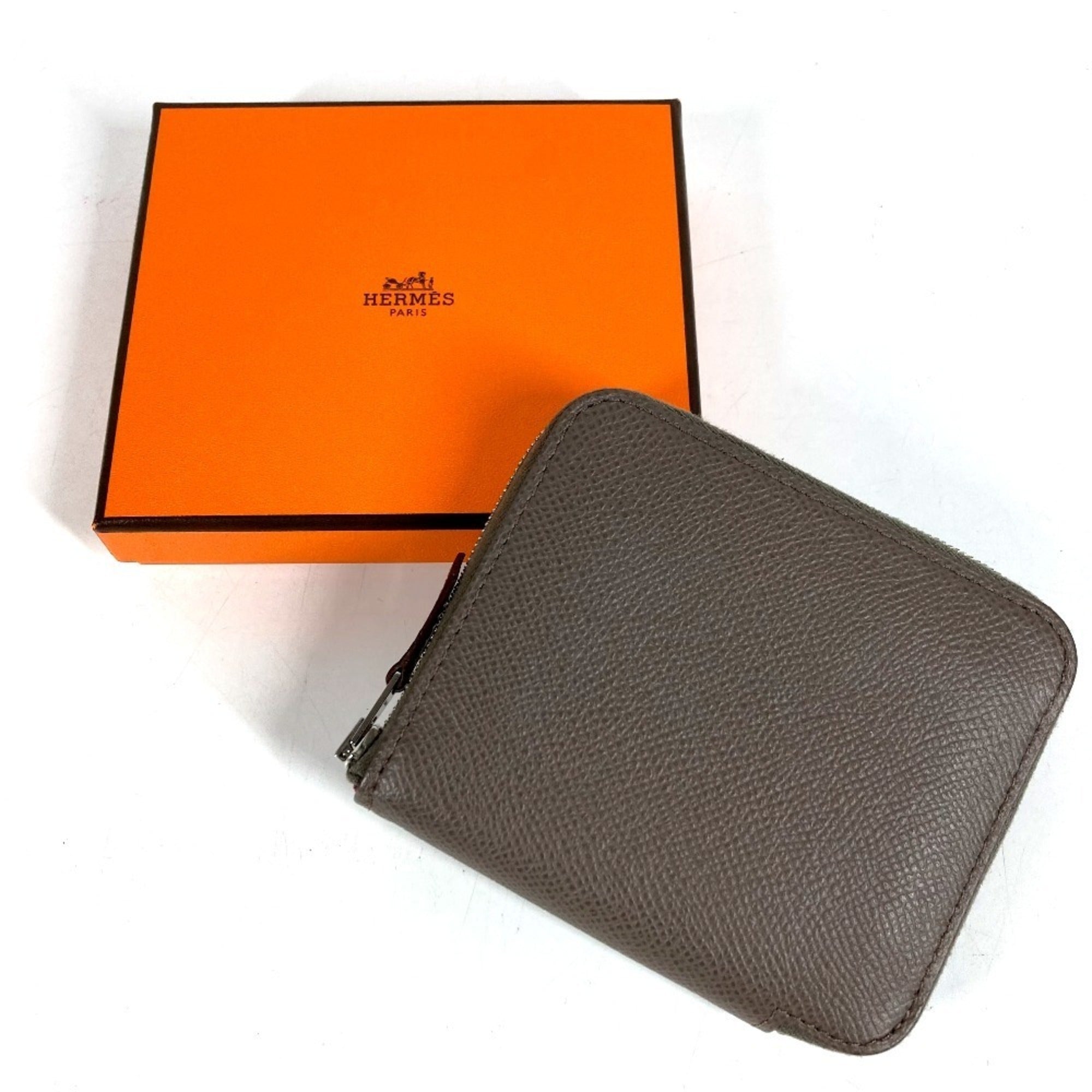 Hermes Gray Epsom Leather Coin Purse/Coin Case (Pre-Owned)