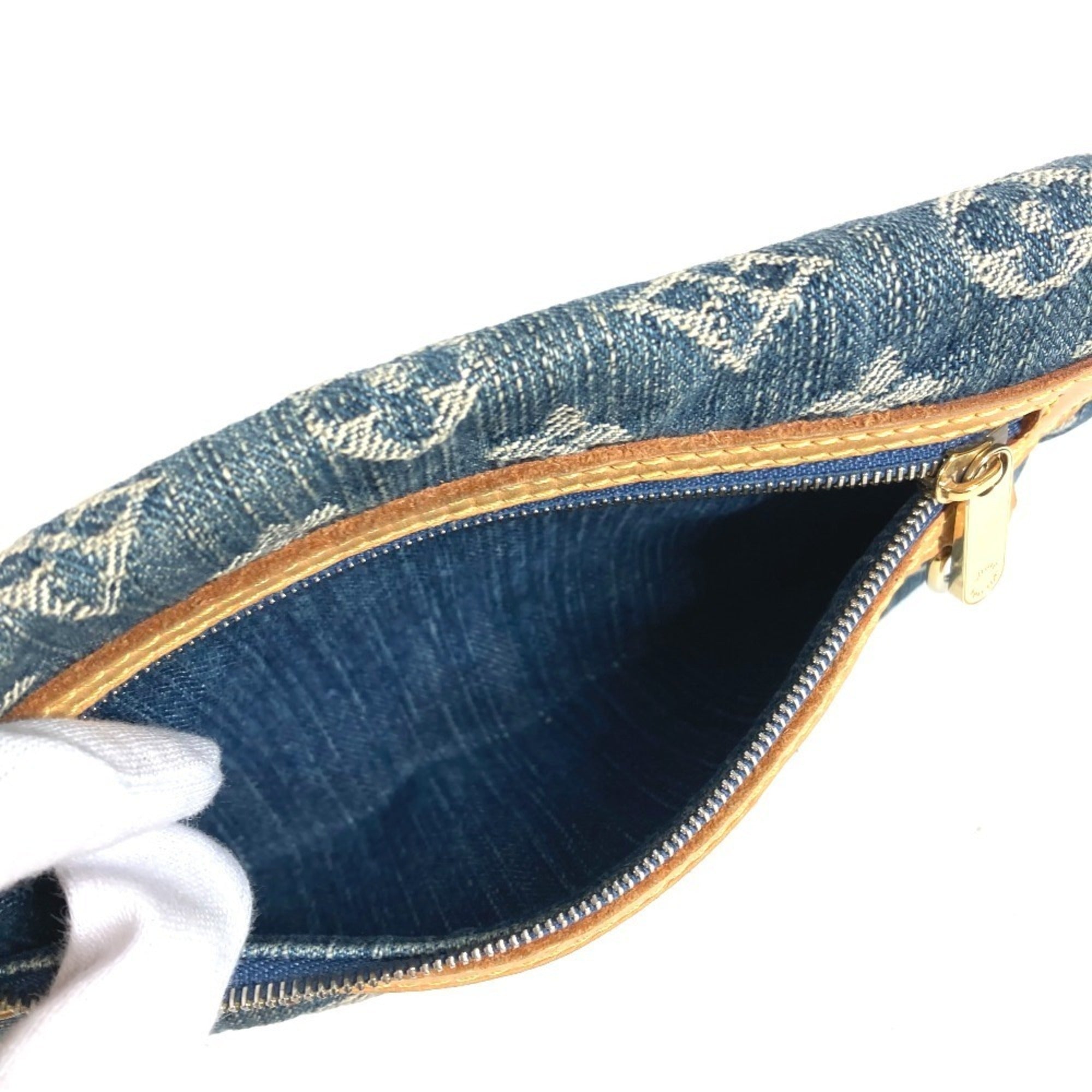 Louis Vuitton Blue Monogram Denim Clutch Bag Handbag Pochette Pouch (Pre-Owned)