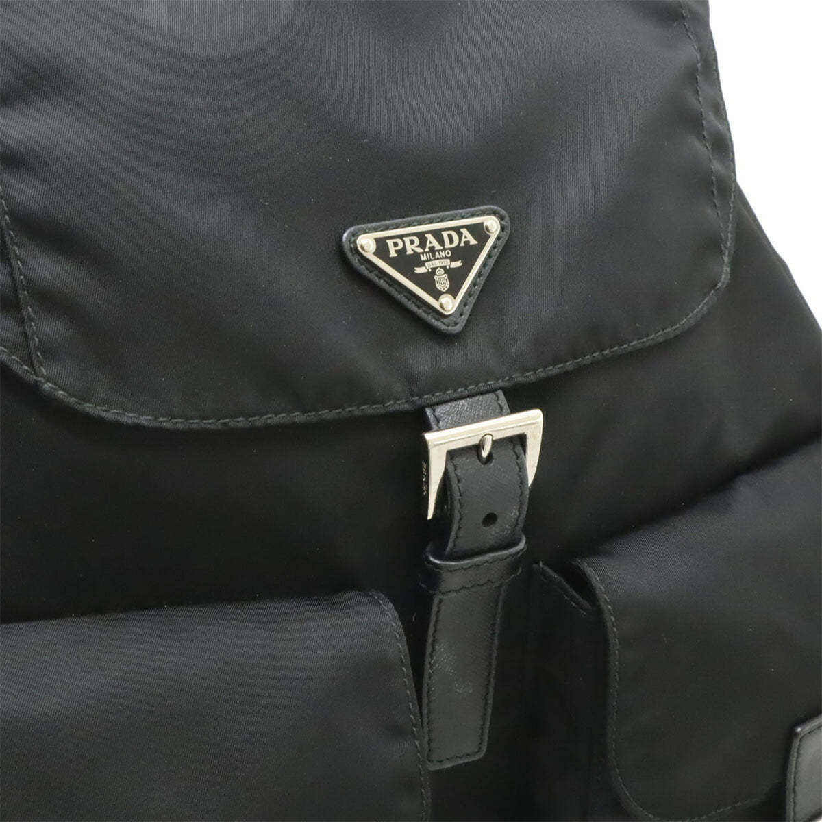 Prada Black Nero Nylon Leather Backpack (Pre-Owned)