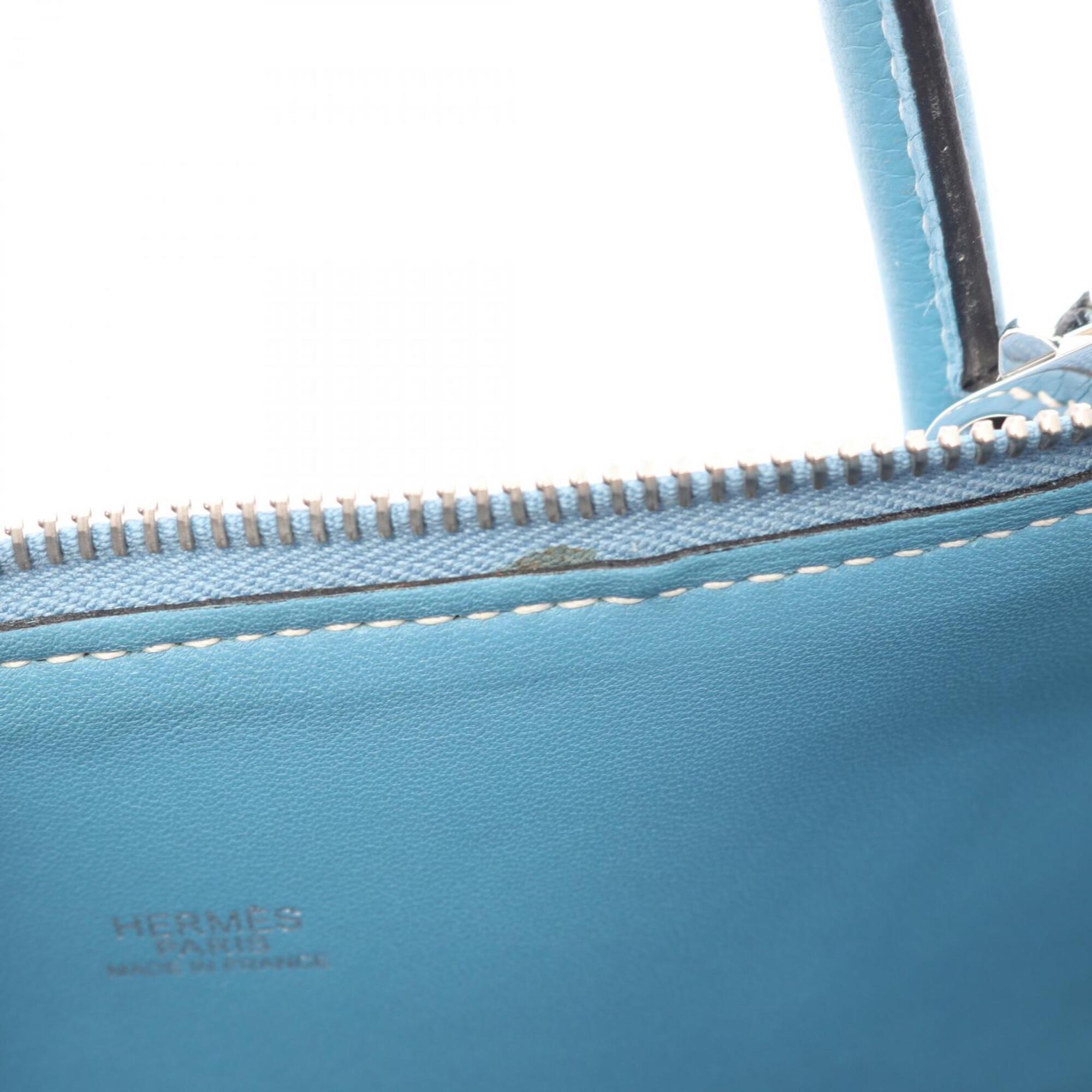 Hermes Blue Taurillon Clemence Leather Handbag (Pre-Owned)