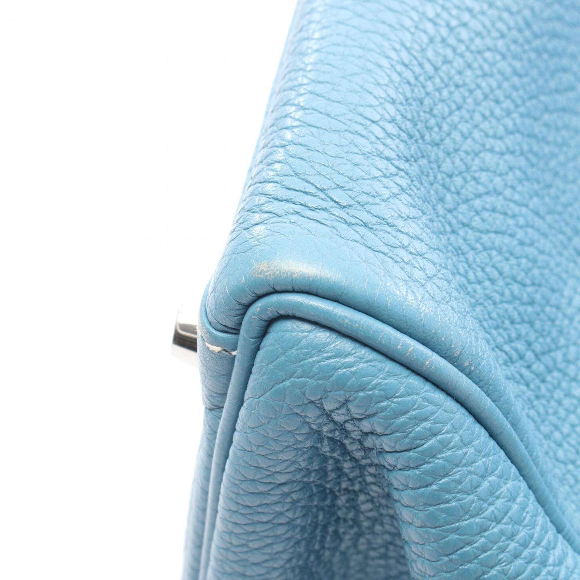 Hermes Blue Blue Jean Togo Leather Handbag (Pre-Owned)