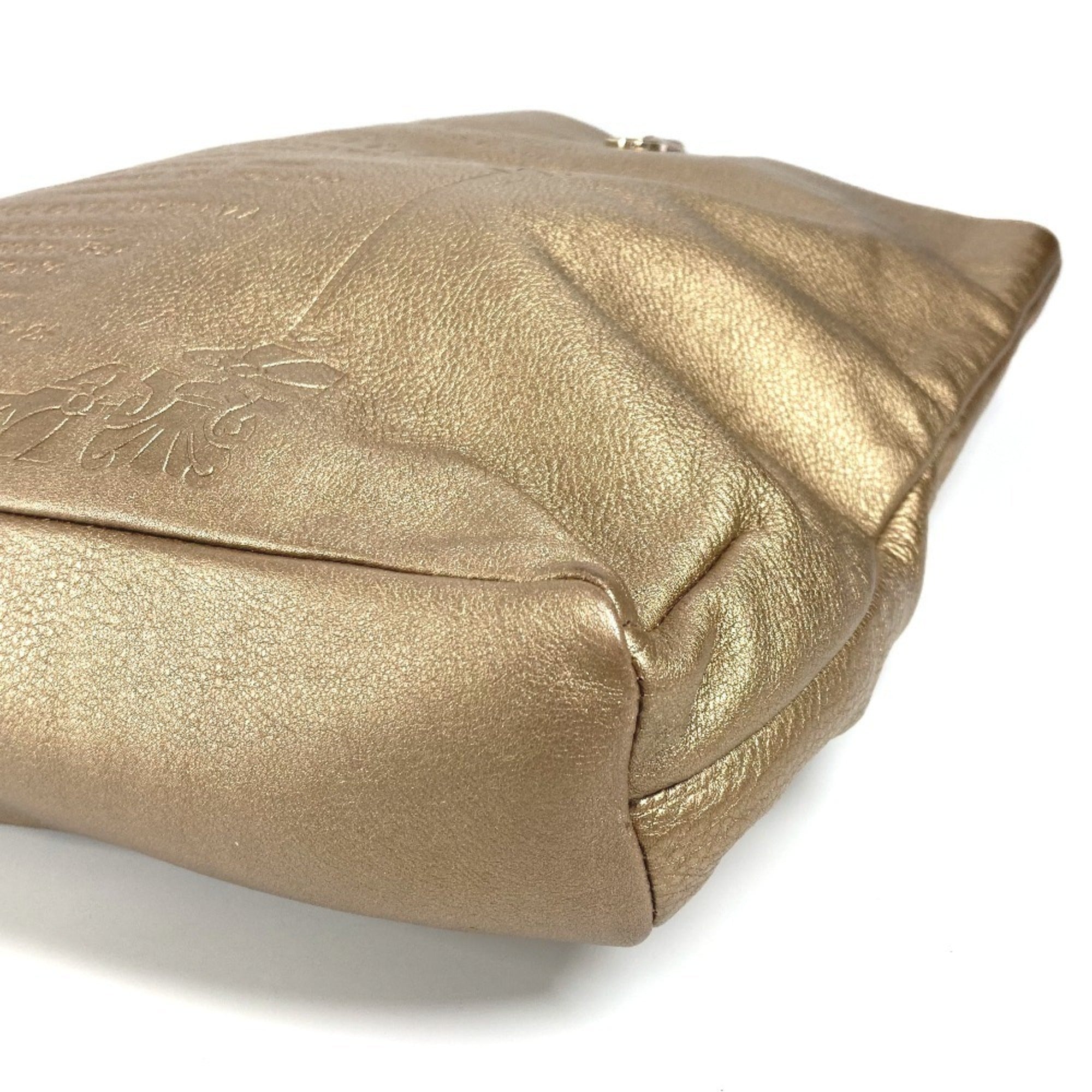 Bvlgari Gold Leather Handbag Tote Bag (Pre-Owned)