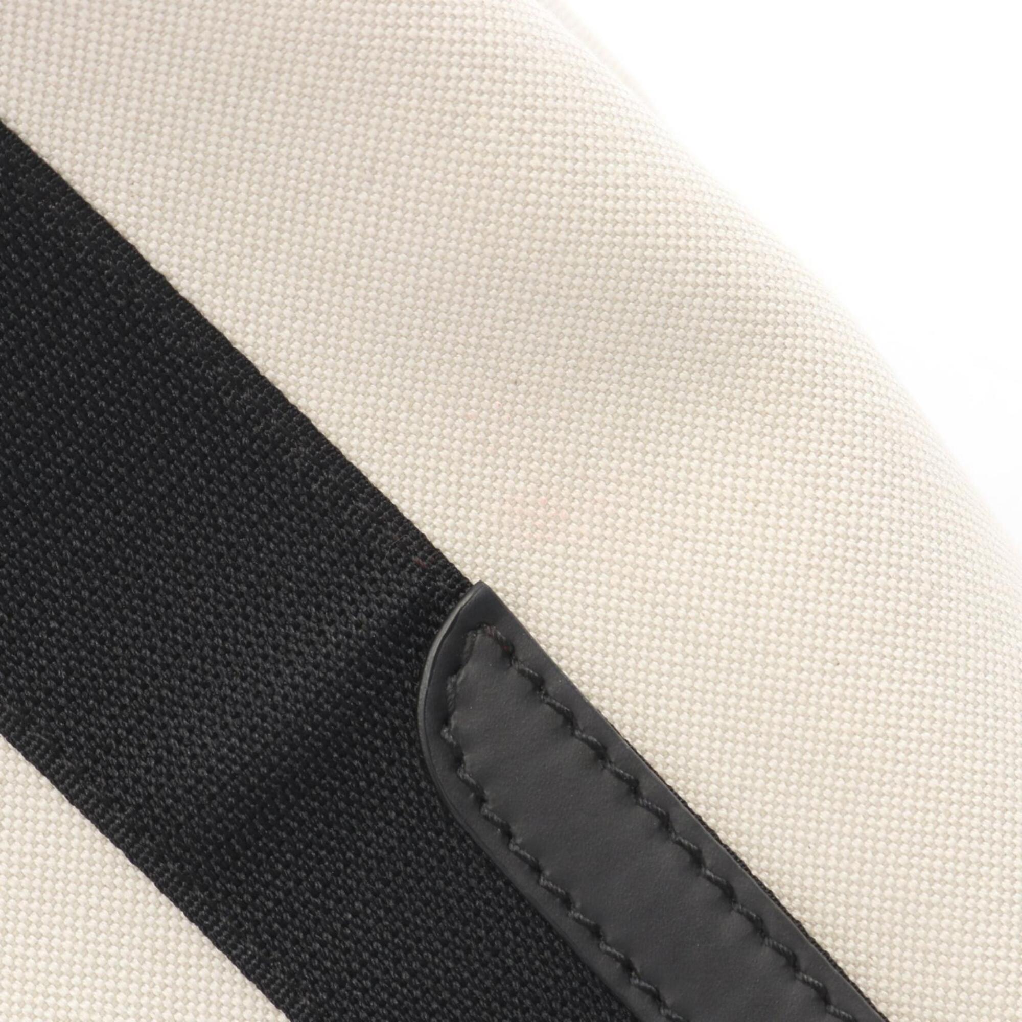 Balenciaga Black Ivory Canvas Leather Handbag Pouch Tote Bag (Pre-Owned)