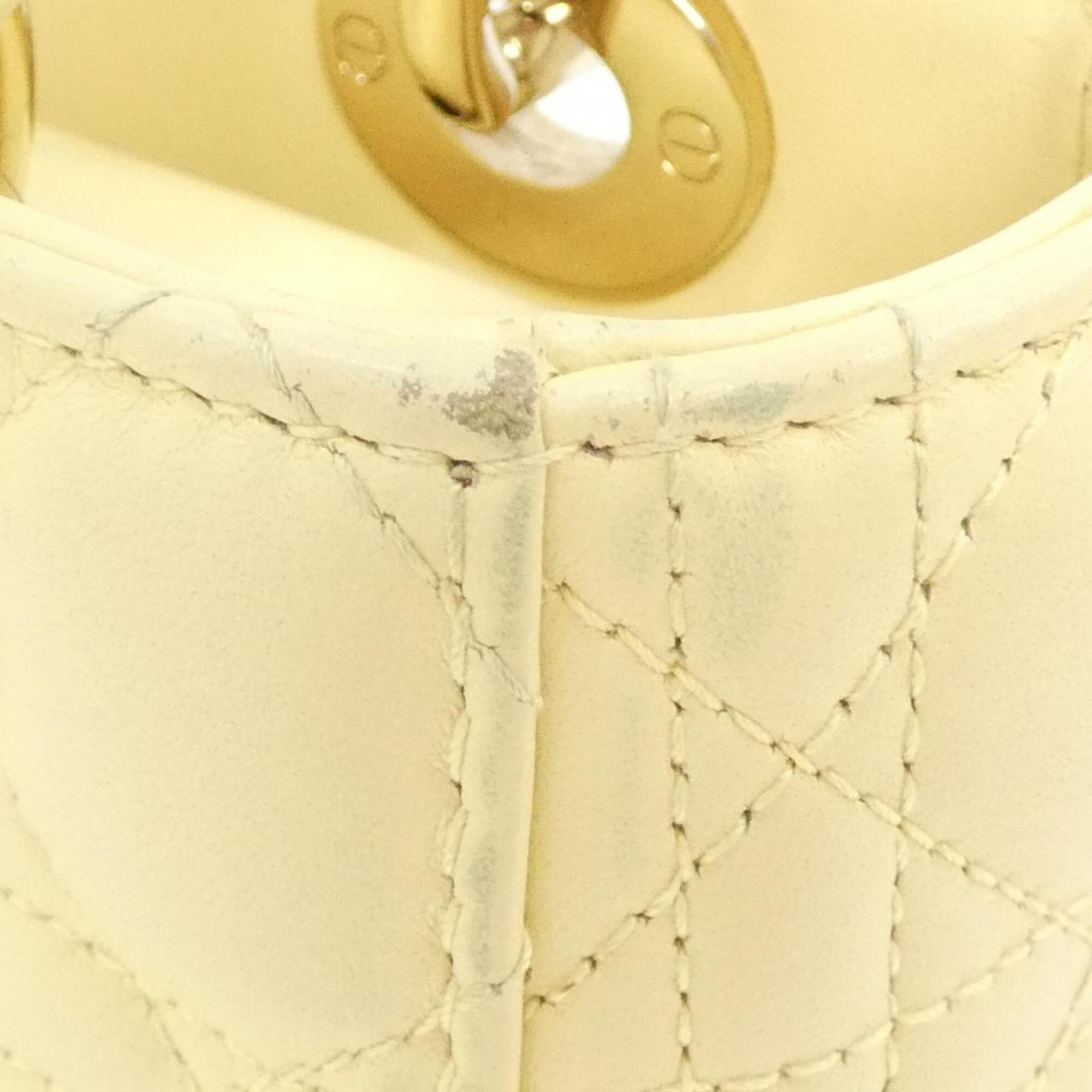 Christian Dior Lady Dior Pale Yellow Leather Handbag (Pre-Owned)