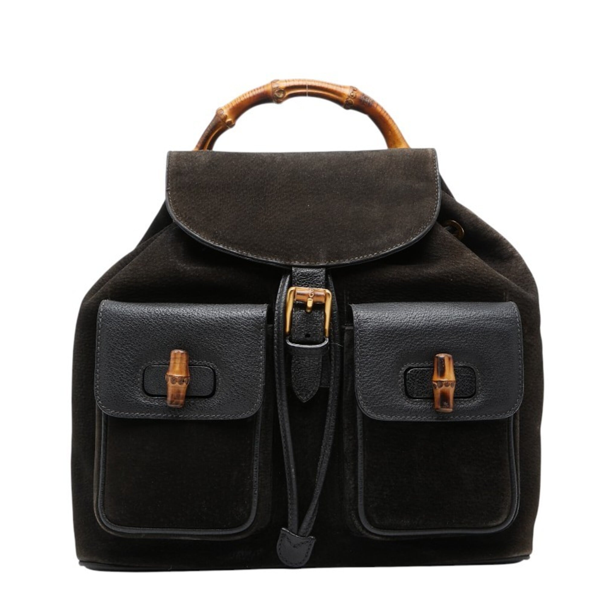 Gucci Black Suede Leather Backpack (Pre-Owned)