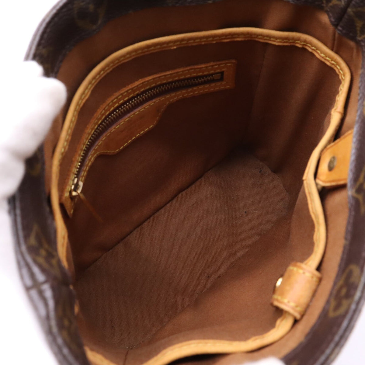 Louis Vuitton Monogram Beige Brown Coated Canvas Leather Handbag (Pre-Owned)