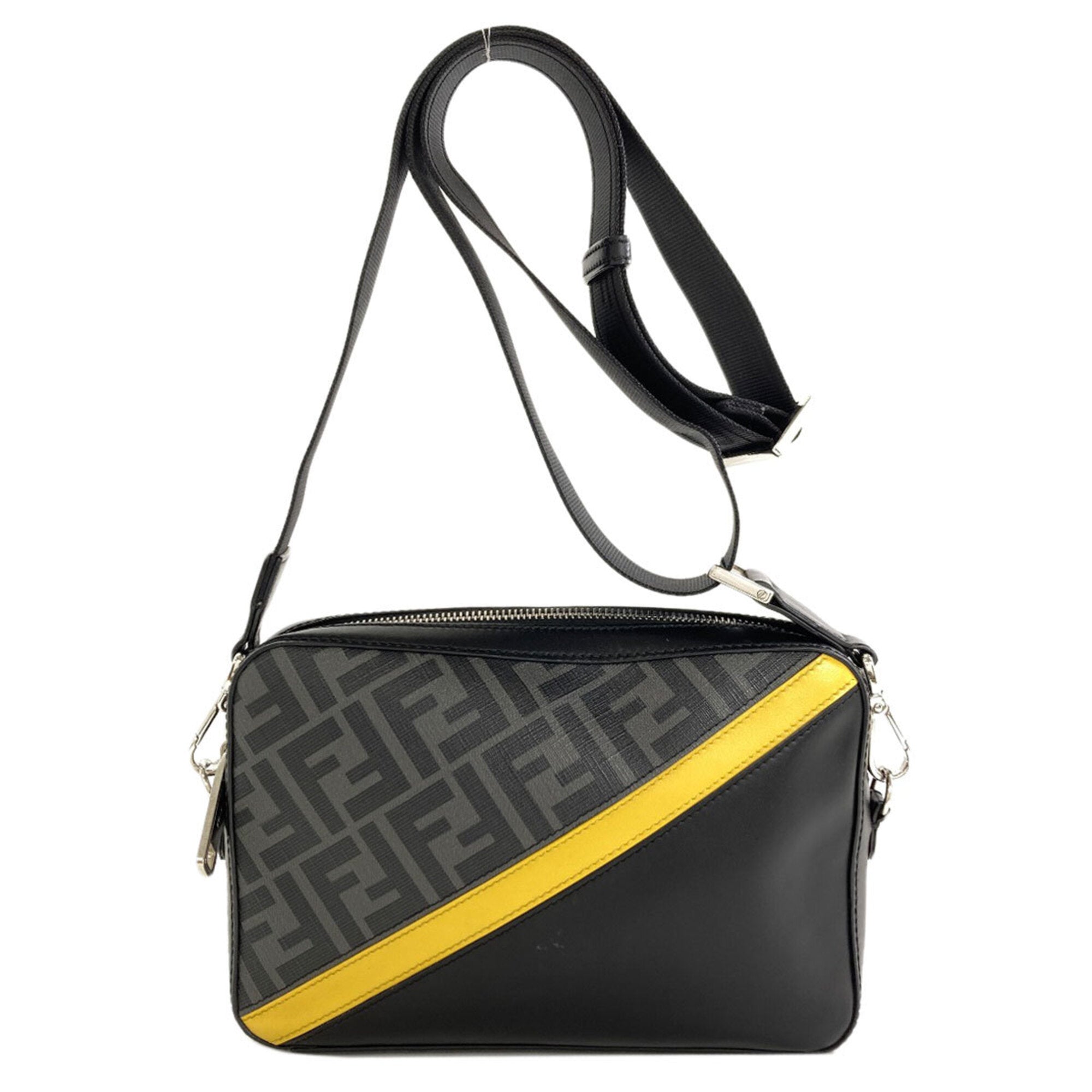 Fendi Black Yellow Leather Pvc Shoulder Bag (Pre-Owned)