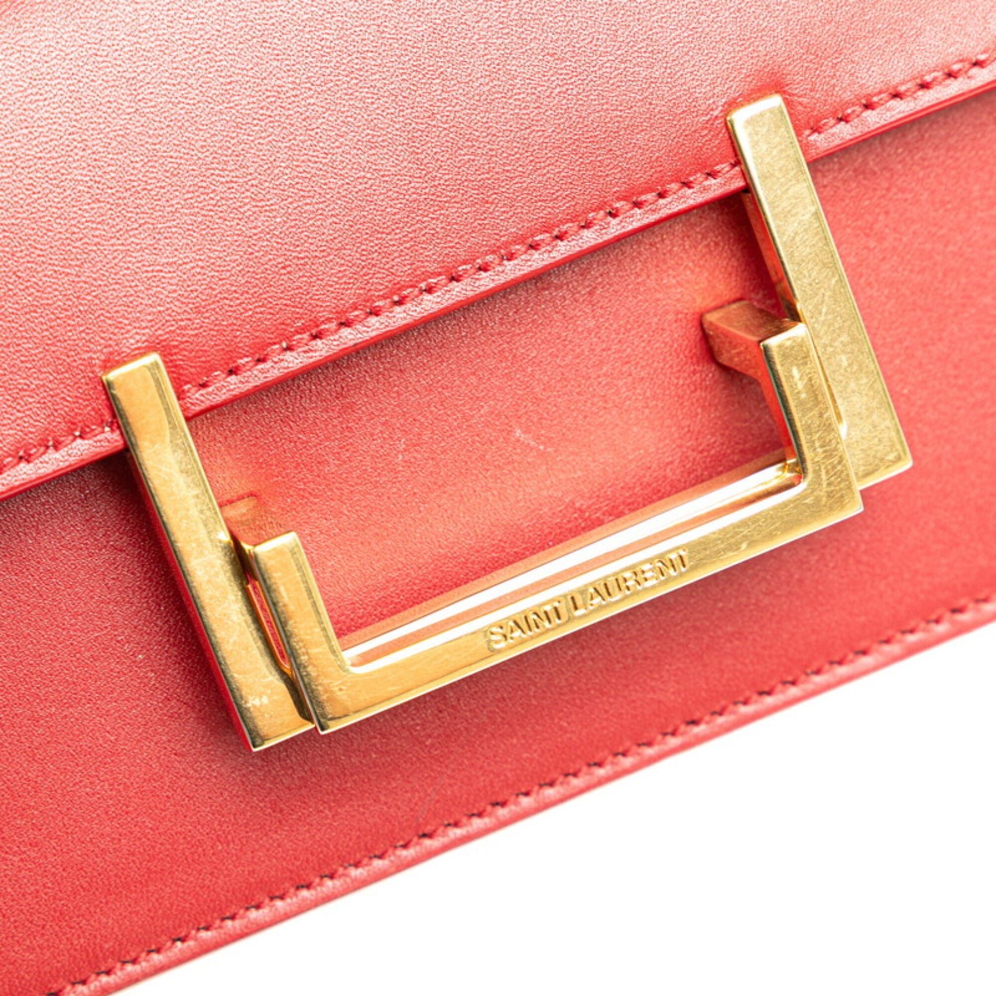 Saint Laurent Red Color Leather Shoulder Bag (Pre-Owned)