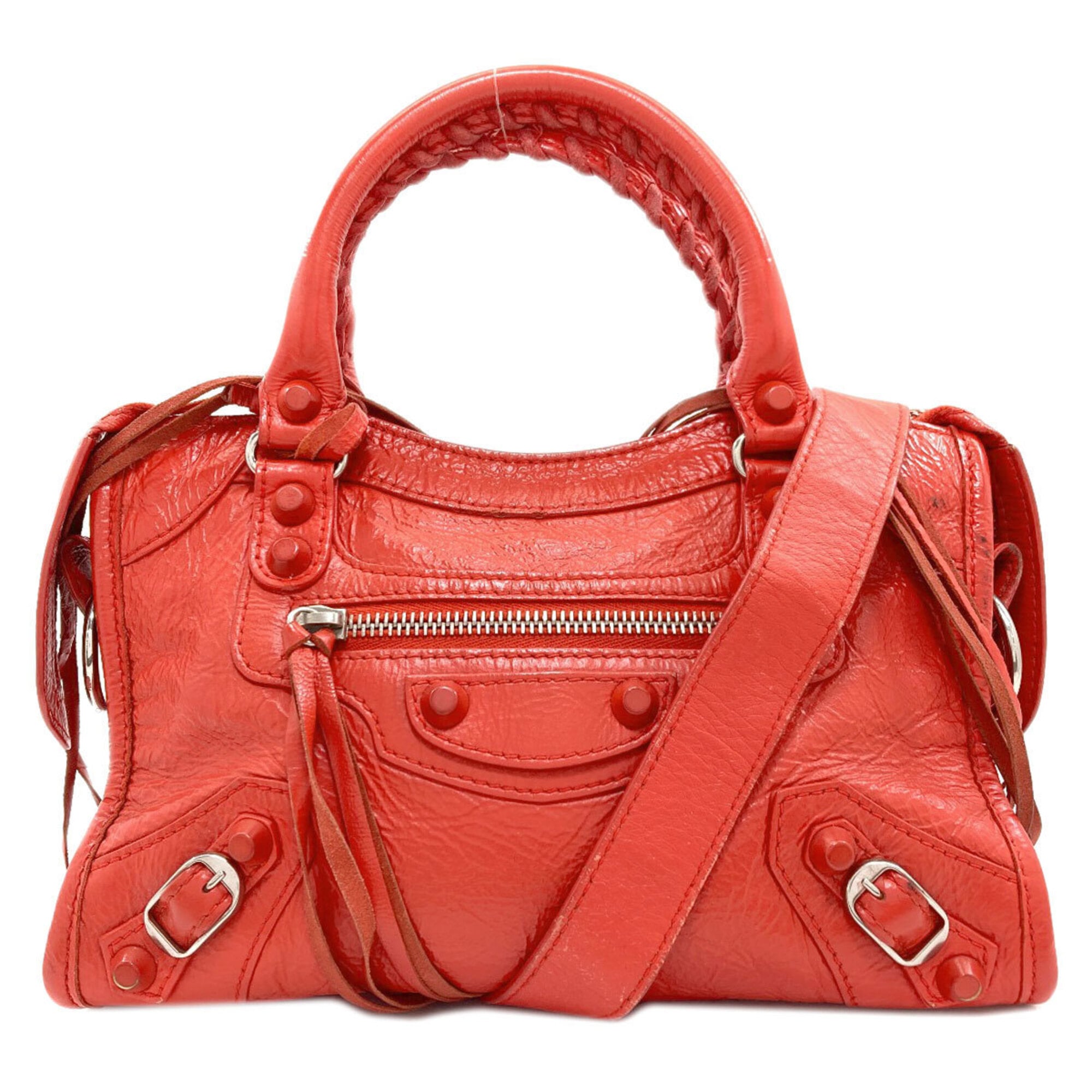 Balenciaga Red Color Leather Handbag (Pre-Owned)