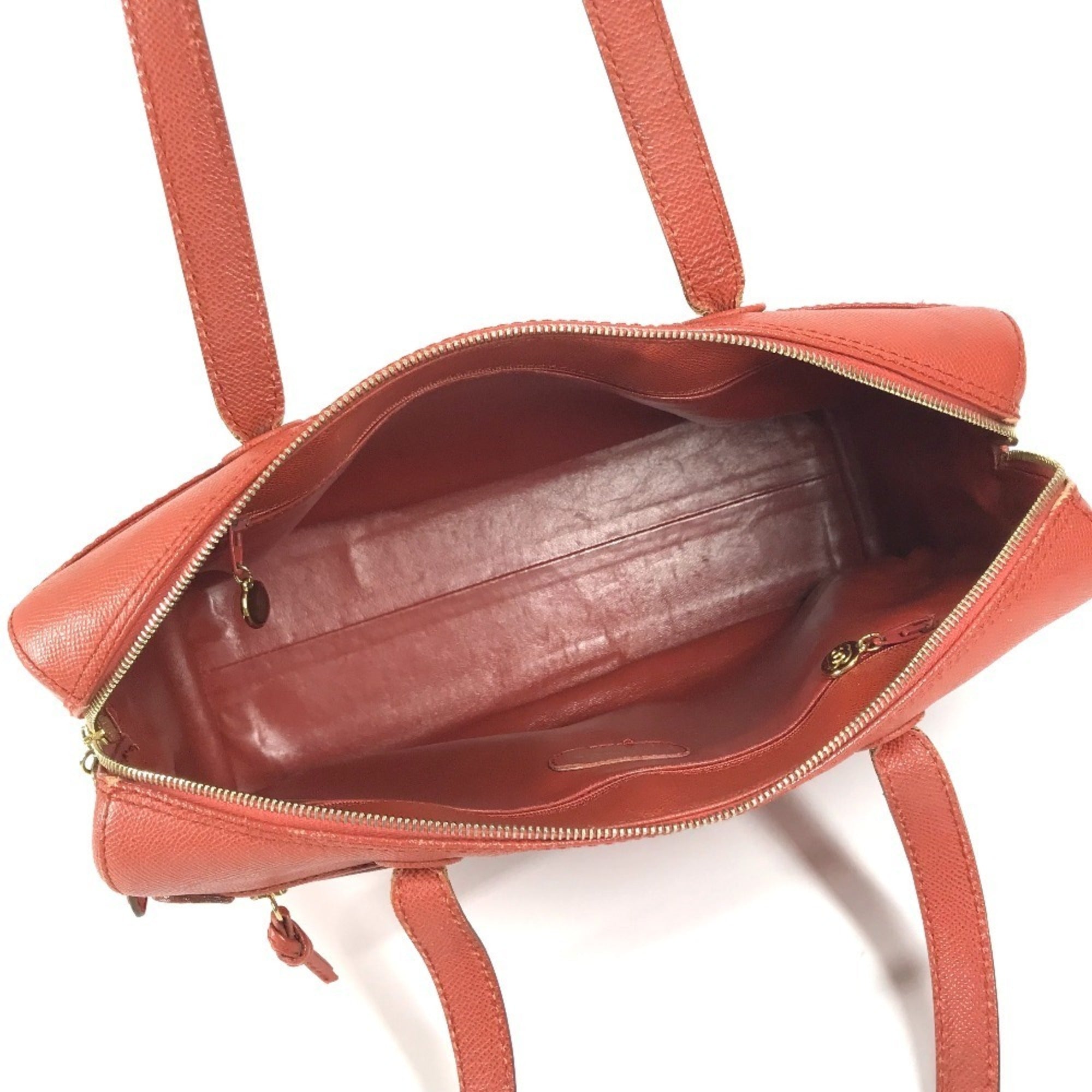 Chanel Orange Leather Boston Bag Shoulder Bag Tote Bag (Pre-Owned)