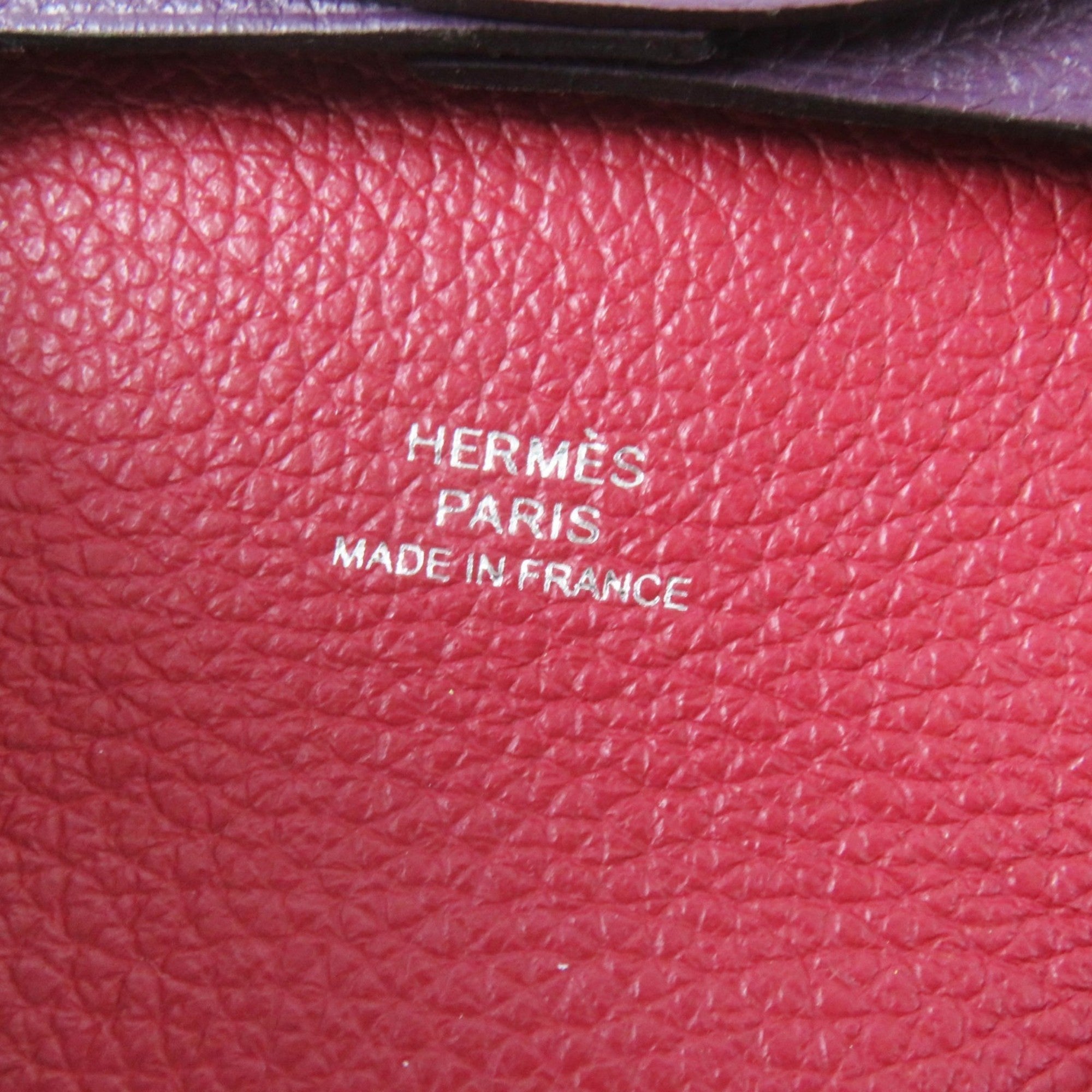 Hermes Bastia Cassis Rouge Garance Leather Coin Purse/Coin Case (Pre-Owned)