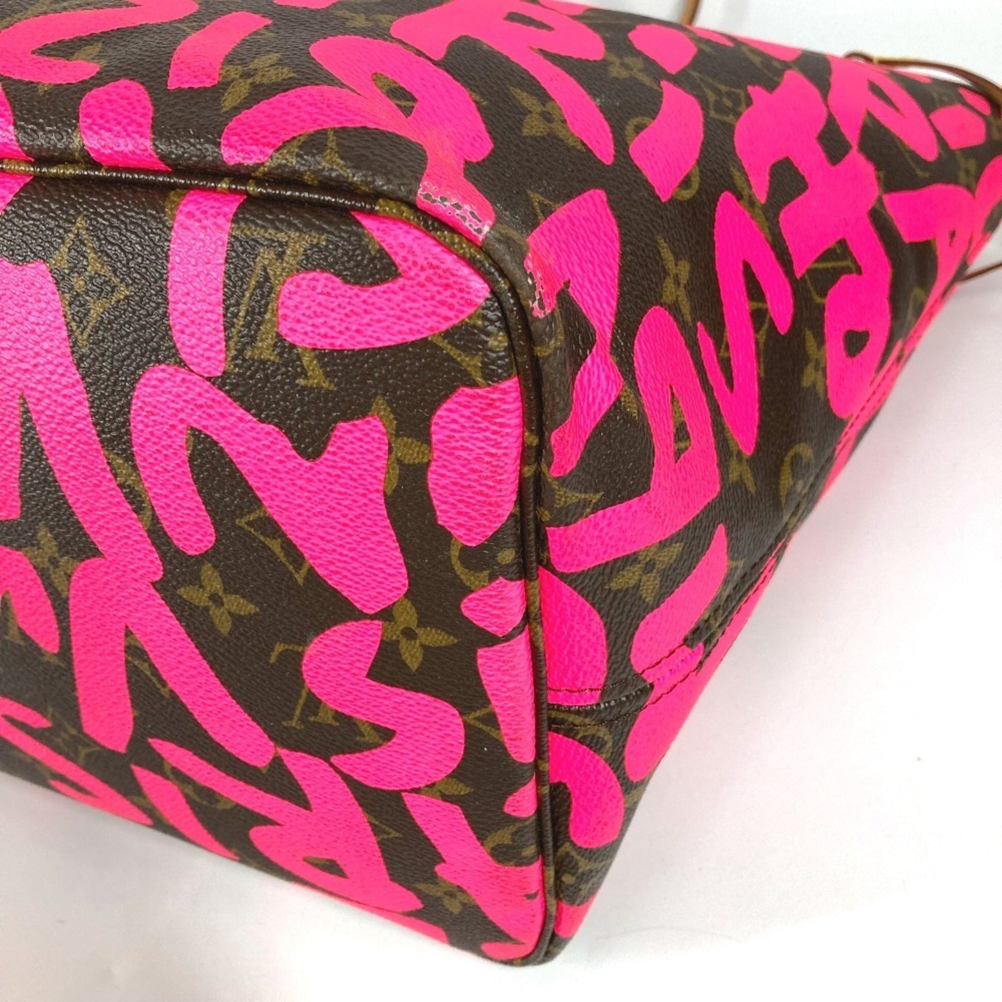 Louis Vuitton Fuchsia Pink Galle Pink Monogram Graffiti Shoulder Bag Tote Bag (Pre-Owned)