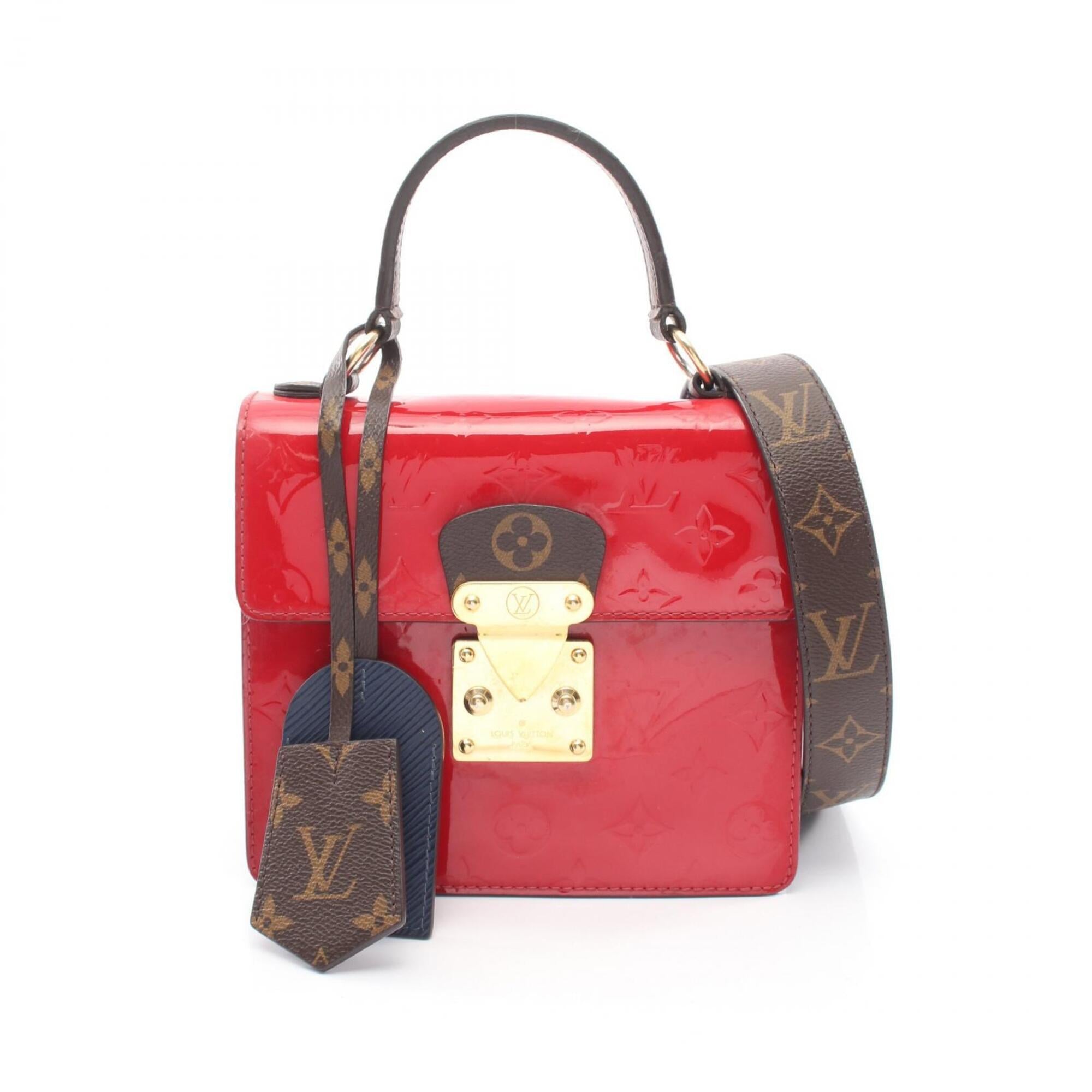 Louis Vuitton Blue Brown Red Color Sacrlet Vernis Coated Canvas Handbag (Pre-Owned)