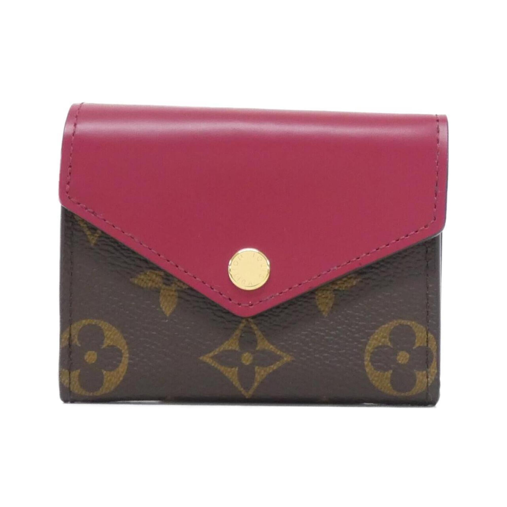 Louis Vuitton Fuchsia Marron Coated Canvas Leather Wallet (Tri-Fold) (Pre-Owned)
