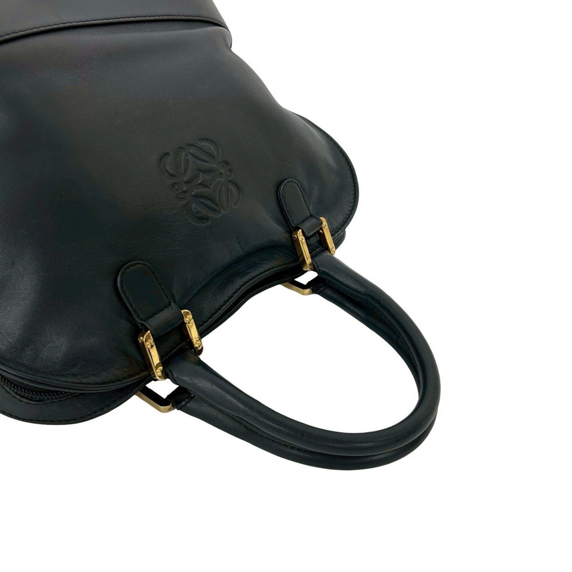 Loewe Black Leather Boston Bag Handbag Tote Bag (Pre-Owned)