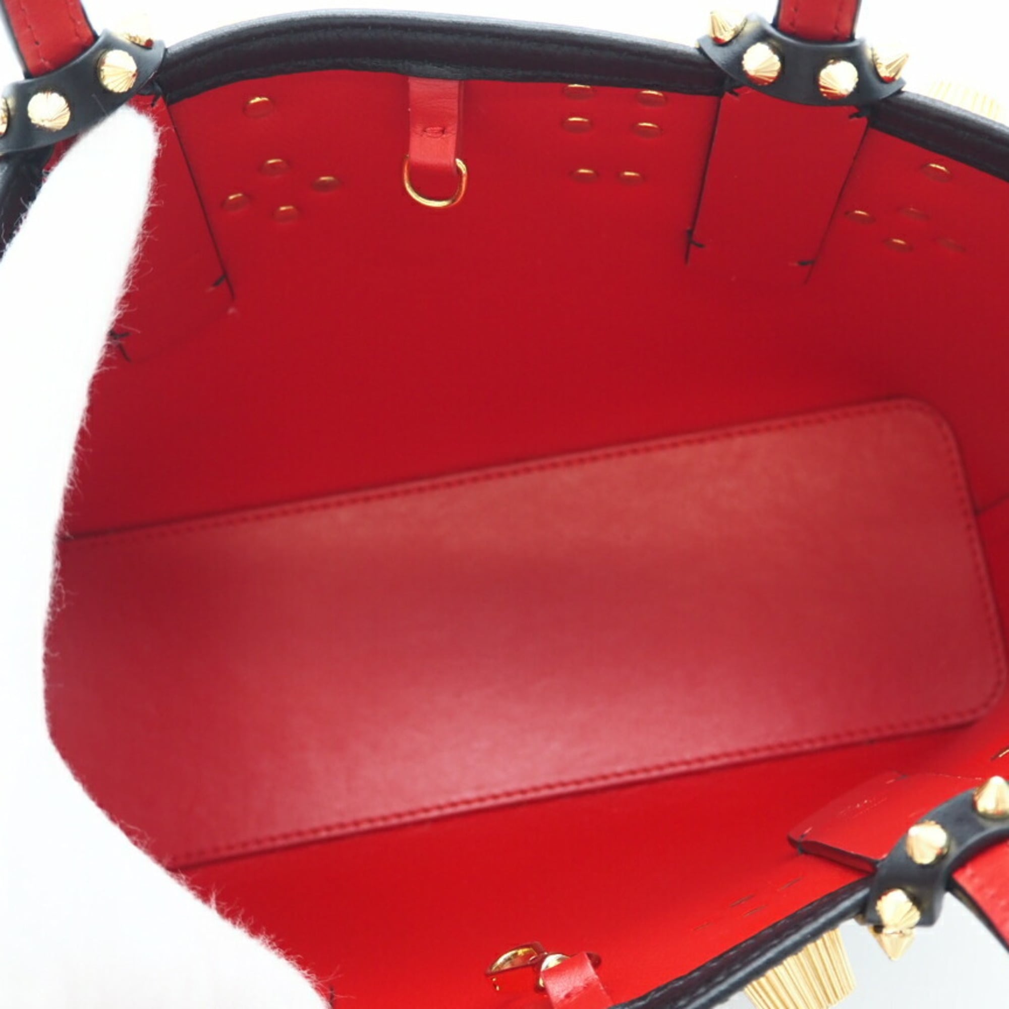 Christian Louboutin Black Red Color Leather Shoulder Bag (Pre-Owned)