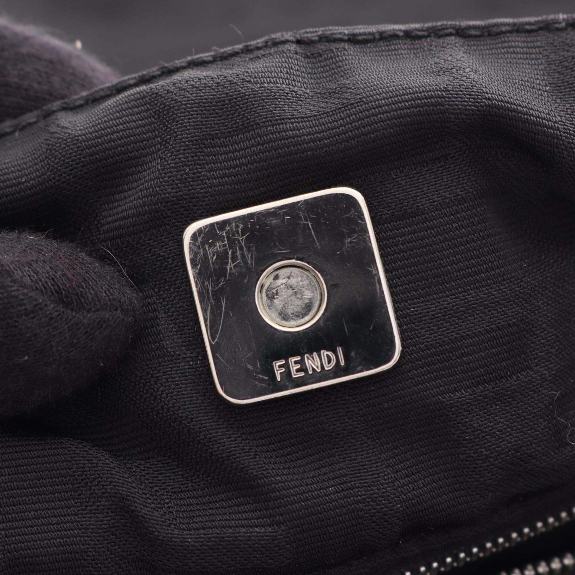 Fendi Black Nylon Leather Handbag Tote Bag (Pre-Owned)
