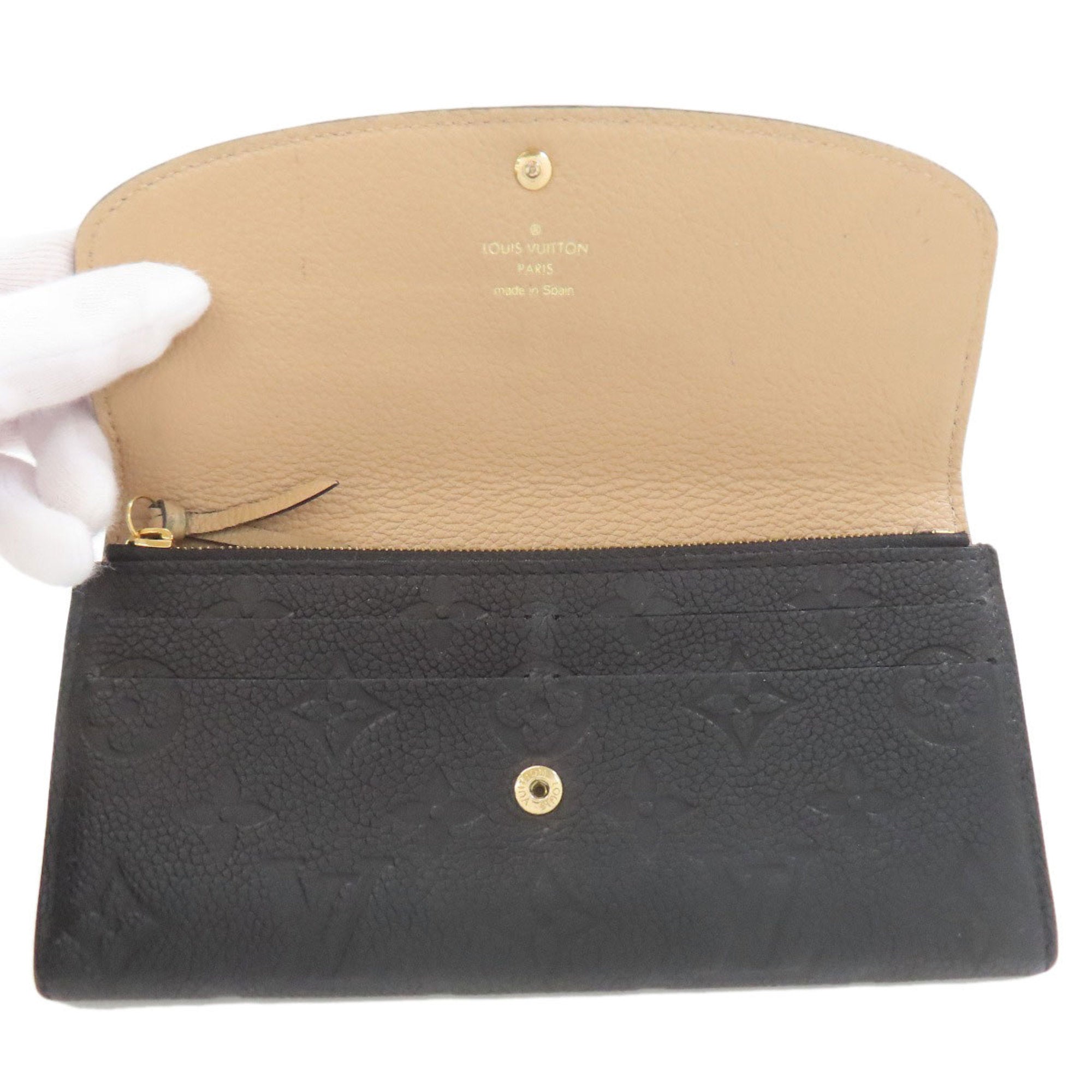 Louis Vuitton Beige Black Monogram Empreinte Long Wallet (Bi-Fold) (Pre-Owned)