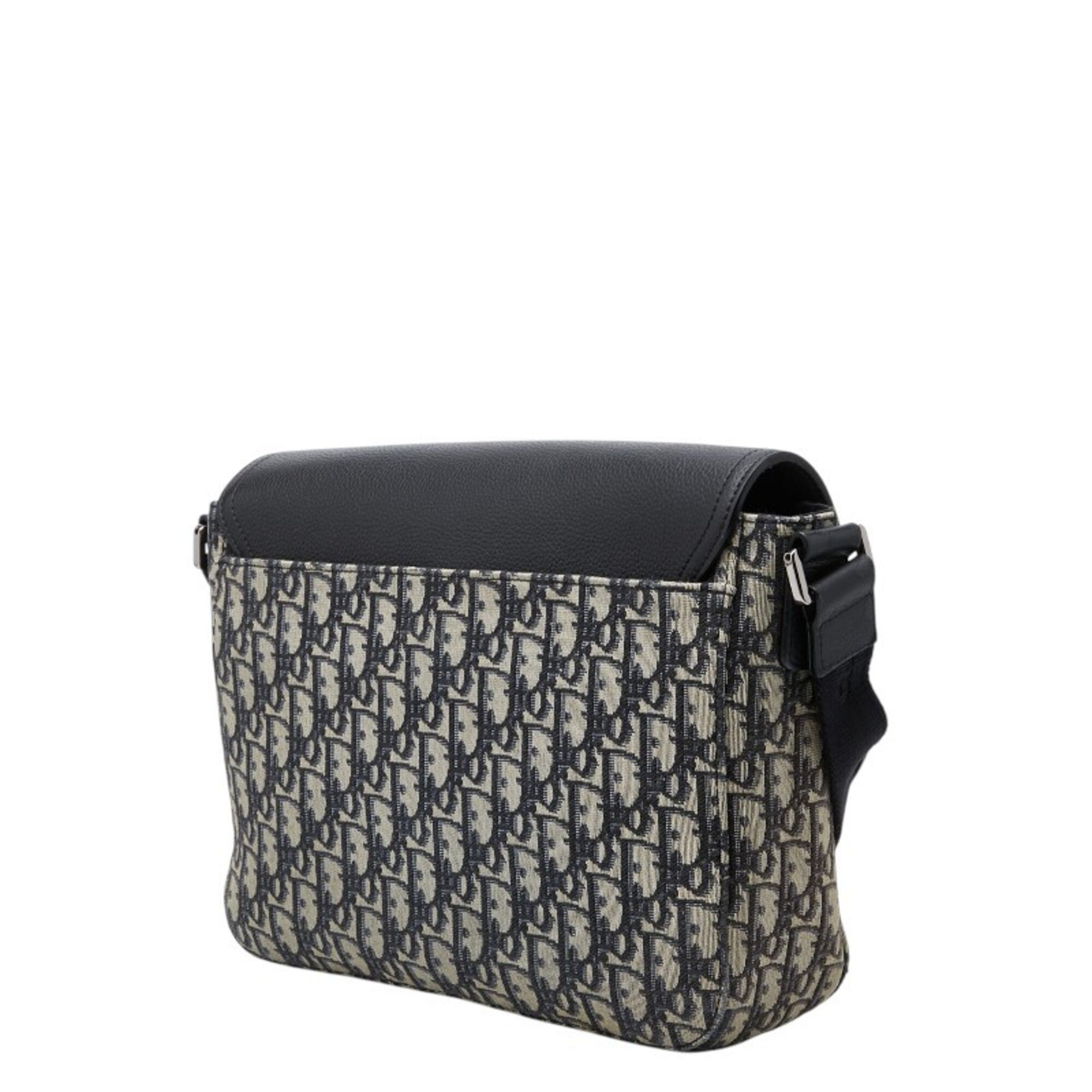 Christian Dior Beige Black Canvas Leather Shoulder Bag (Pre-Owned)