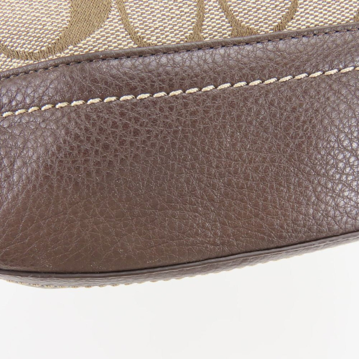 Coach Beige Brown Canvas Leather Shoulder Bag (Pre-Owned)