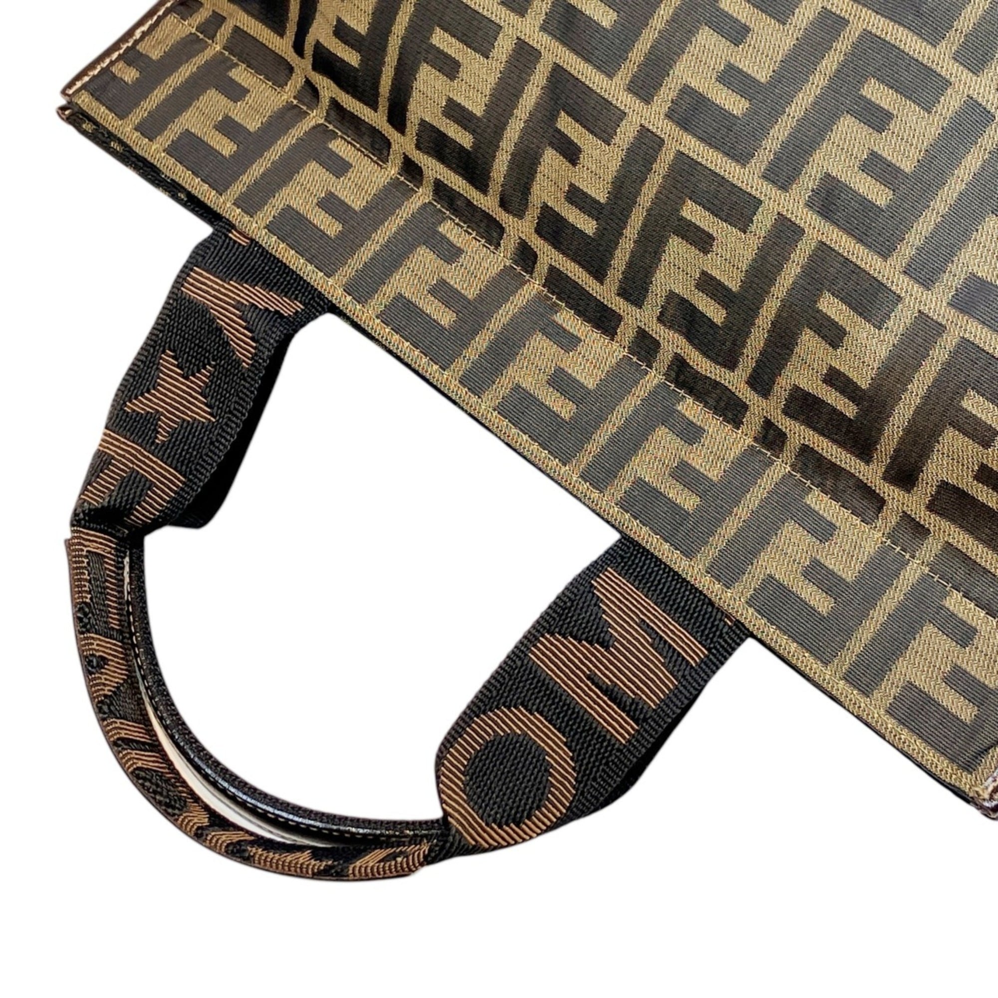 Fendi Zucca Brown Canvas Leather Tote Bag (Pre-Owned)