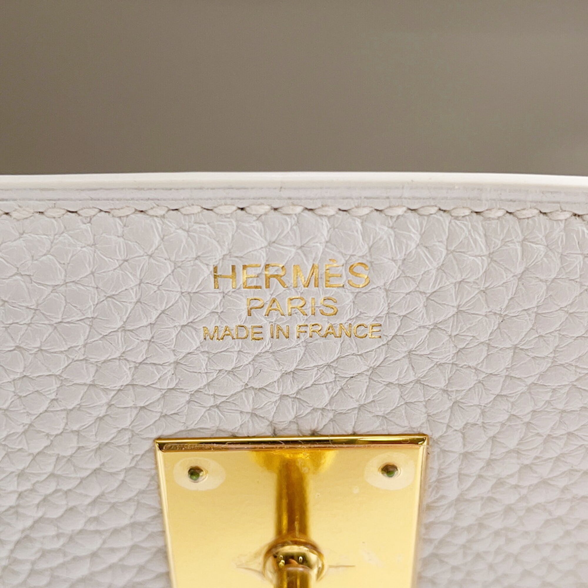 Hermes White Taurillon Clemence Leather Handbag (Pre-Owned)