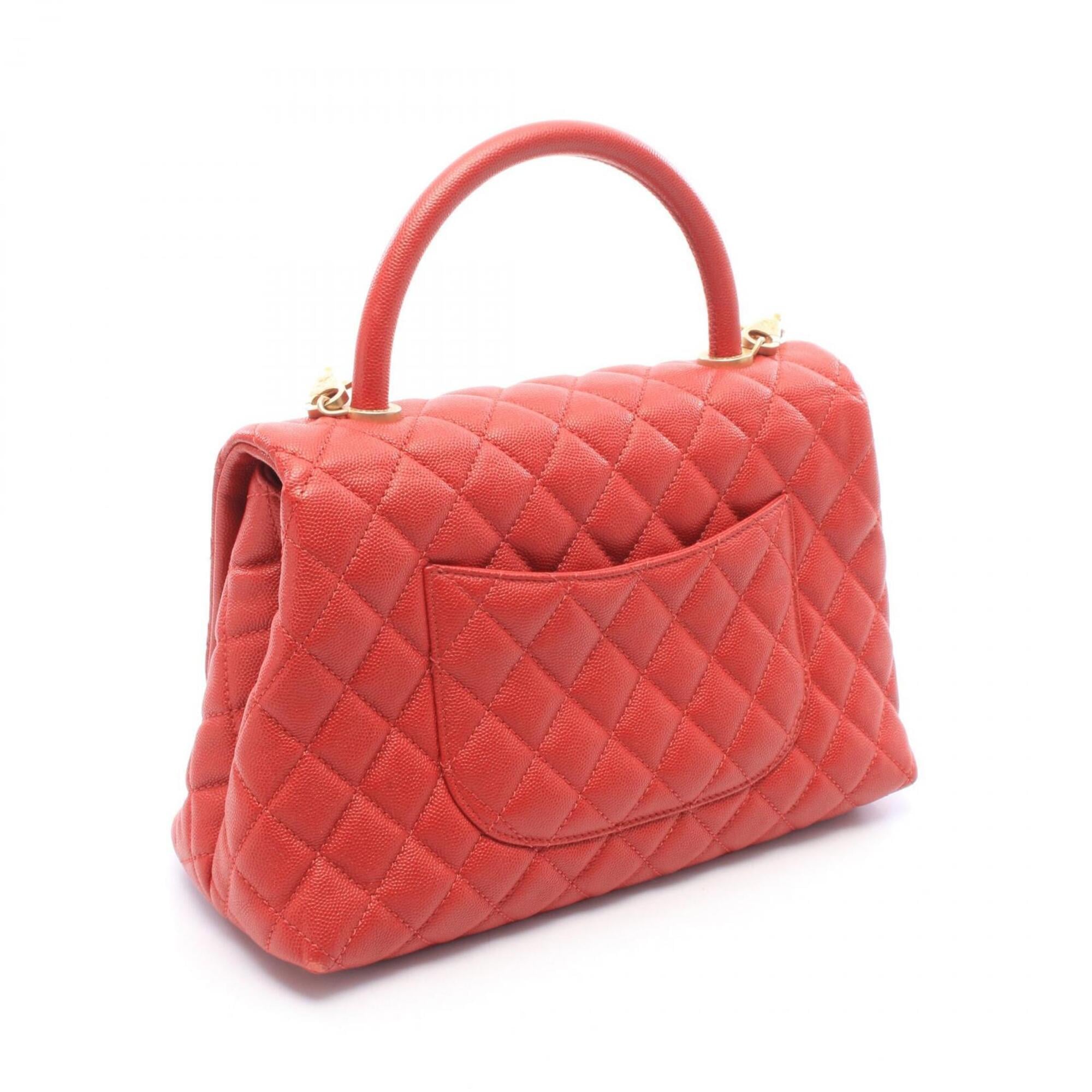 Chanel Matelasse Red Color Grained Calfskin Handbag (Pre-Owned)