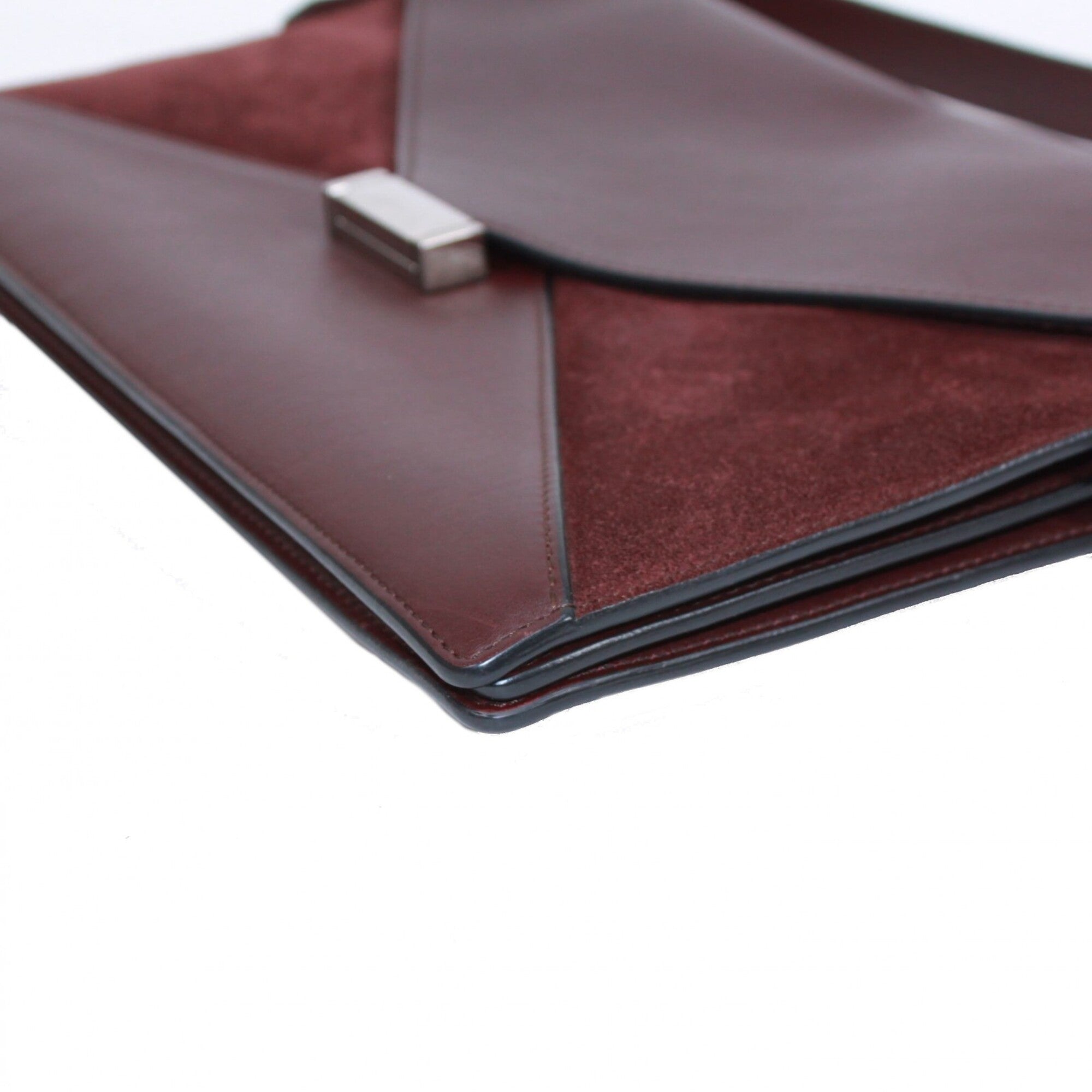 Celine Bordeaux Leather Suede Clutch Bag Shoulder Bag (Pre-Owned)