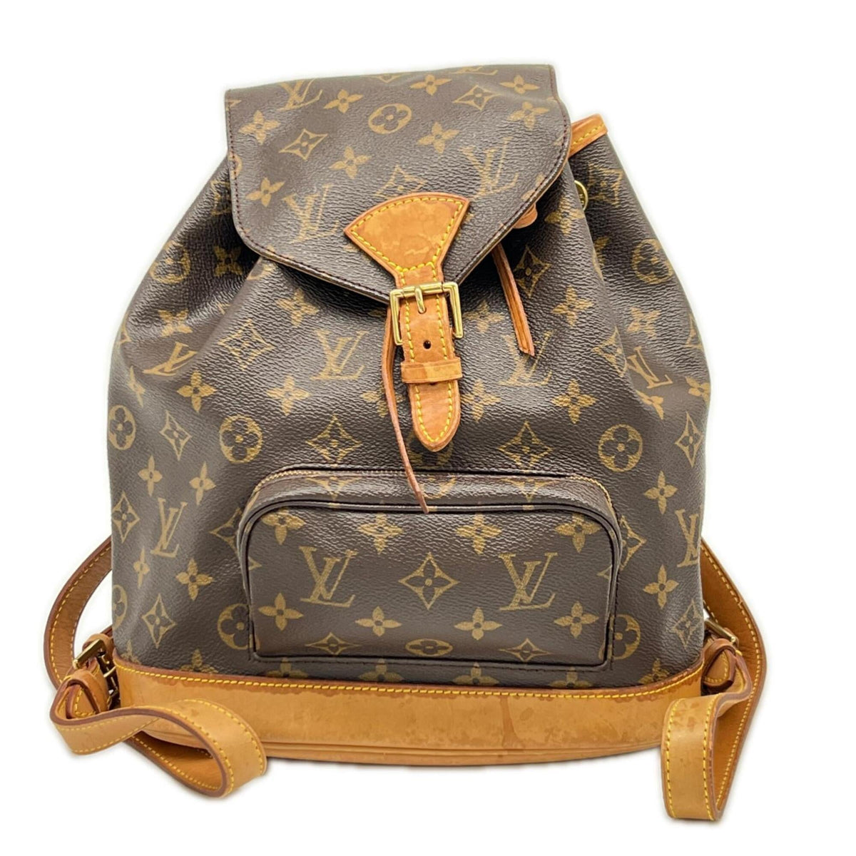 Louis Vuitton Beige Brown Coated Canvas Leather Shoulder Bag (Pre-Owned)