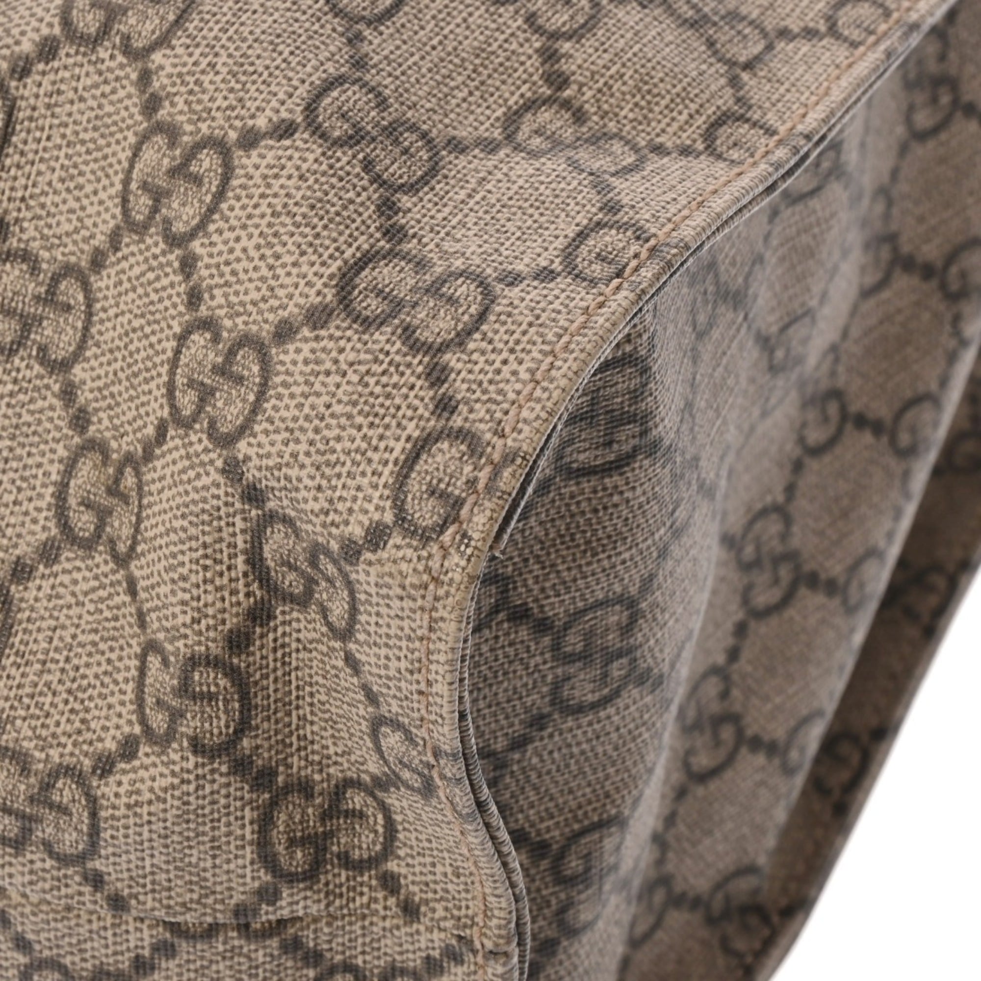 Gucci Beige Brown Gg Supreme Canvas Leather Shoulder Bag Tote Bag (Pre-Owned)