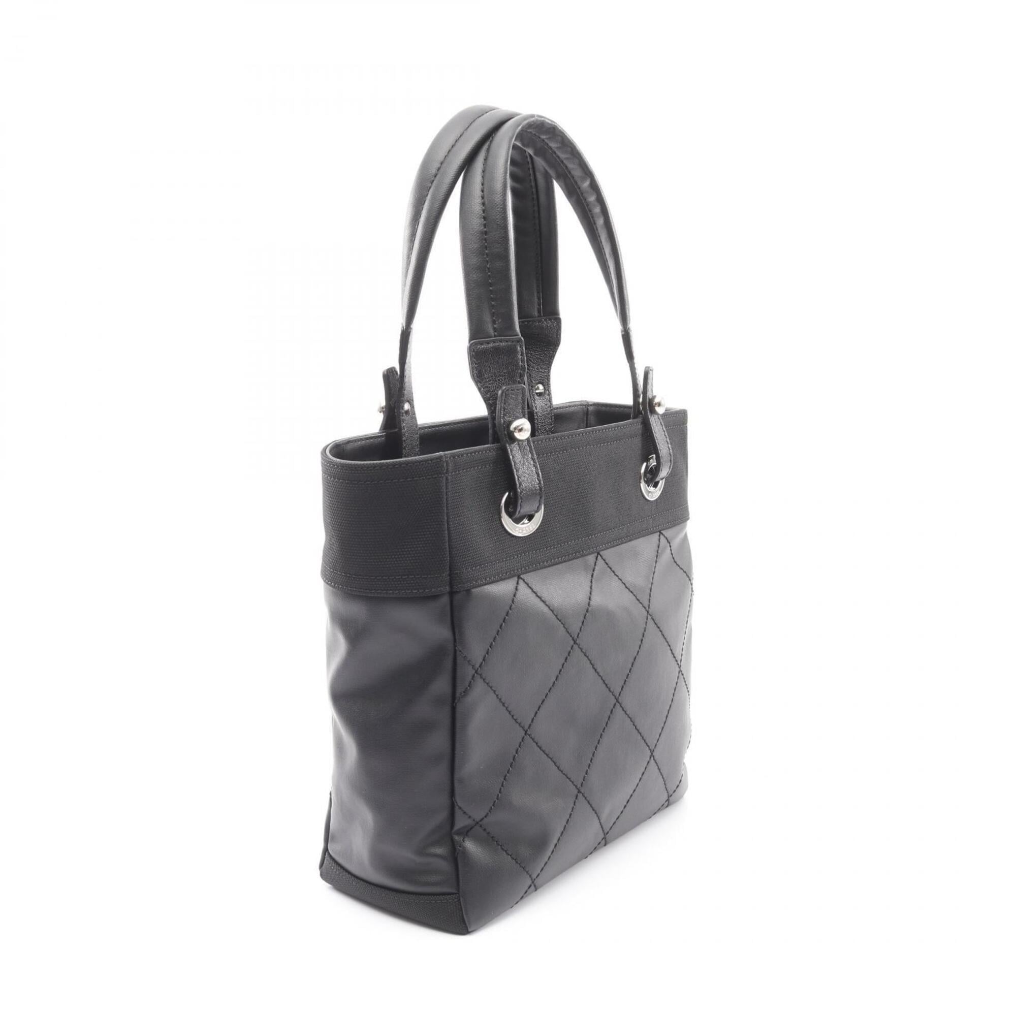 Chanel Black Coated Canvas Handbag Tote Bag (Pre-Owned)