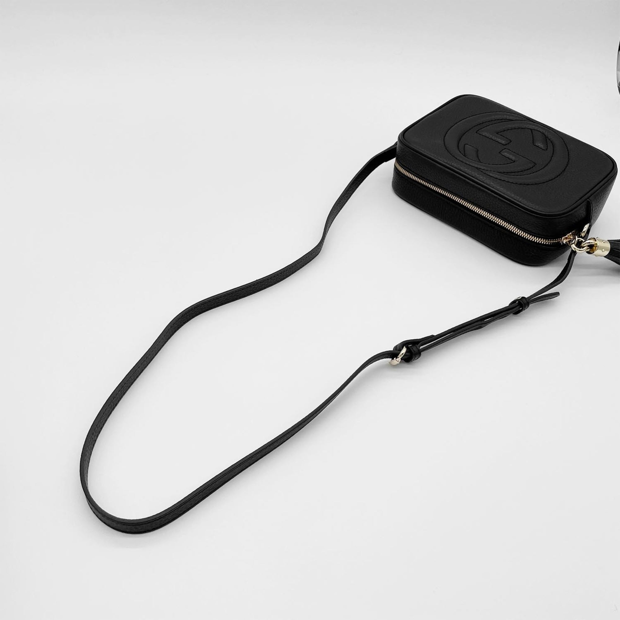 Gucci Black Leather Canvas Shoulder Bag (Pre-Owned)