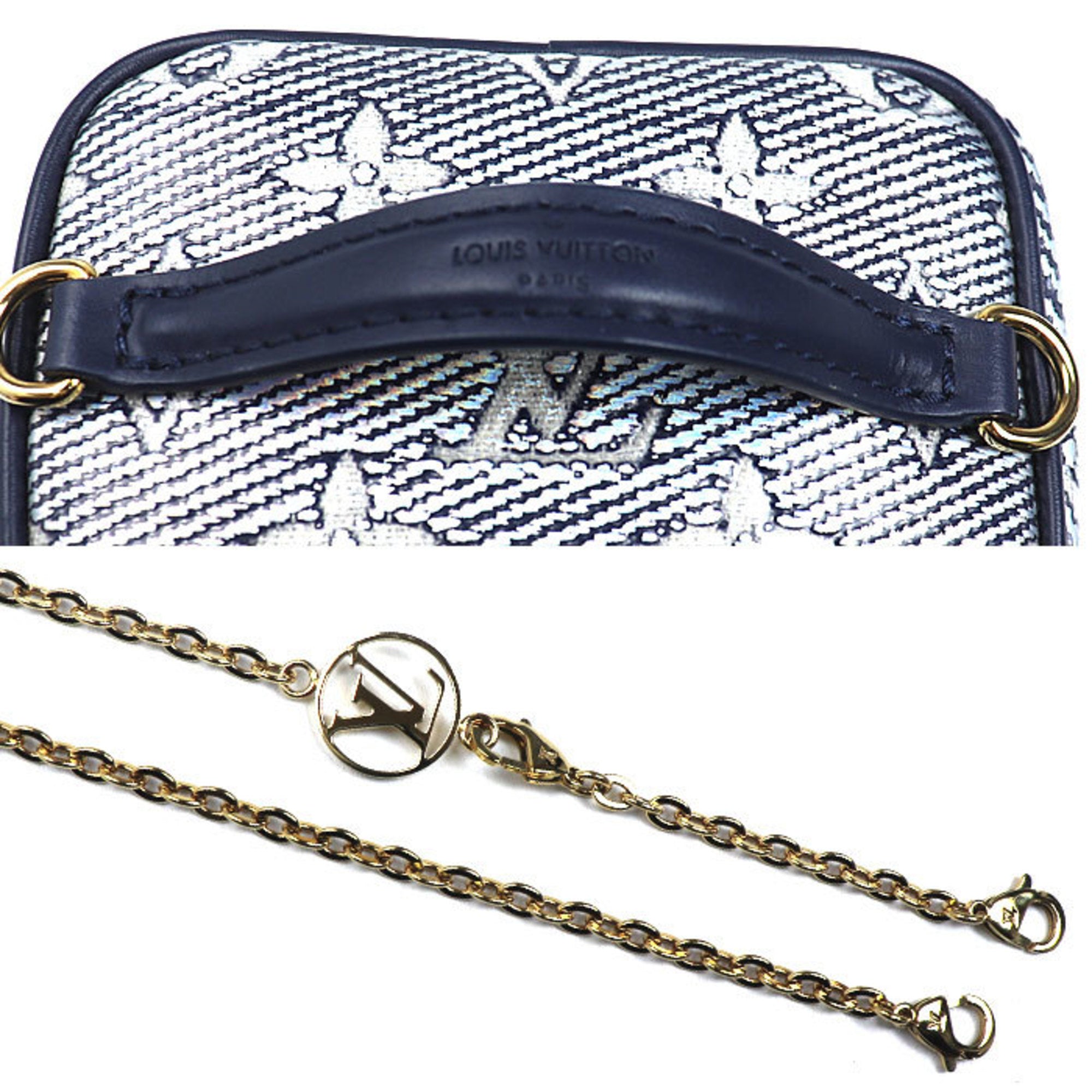 Louis Vuitton Navy Jacquard Denim Shoulder Bag Vanity Bag (Pre-Owned)