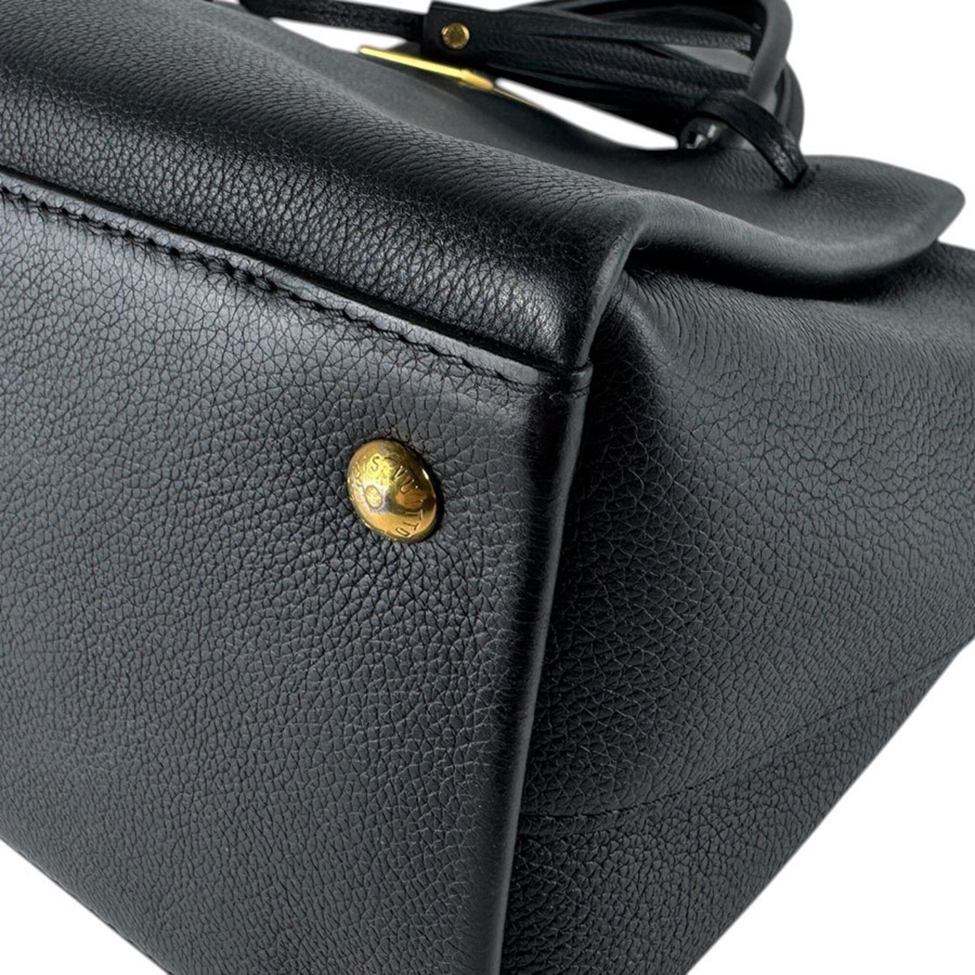 Louis Vuitton Black Leather Handbag Shoulder Bag (Pre-Owned)