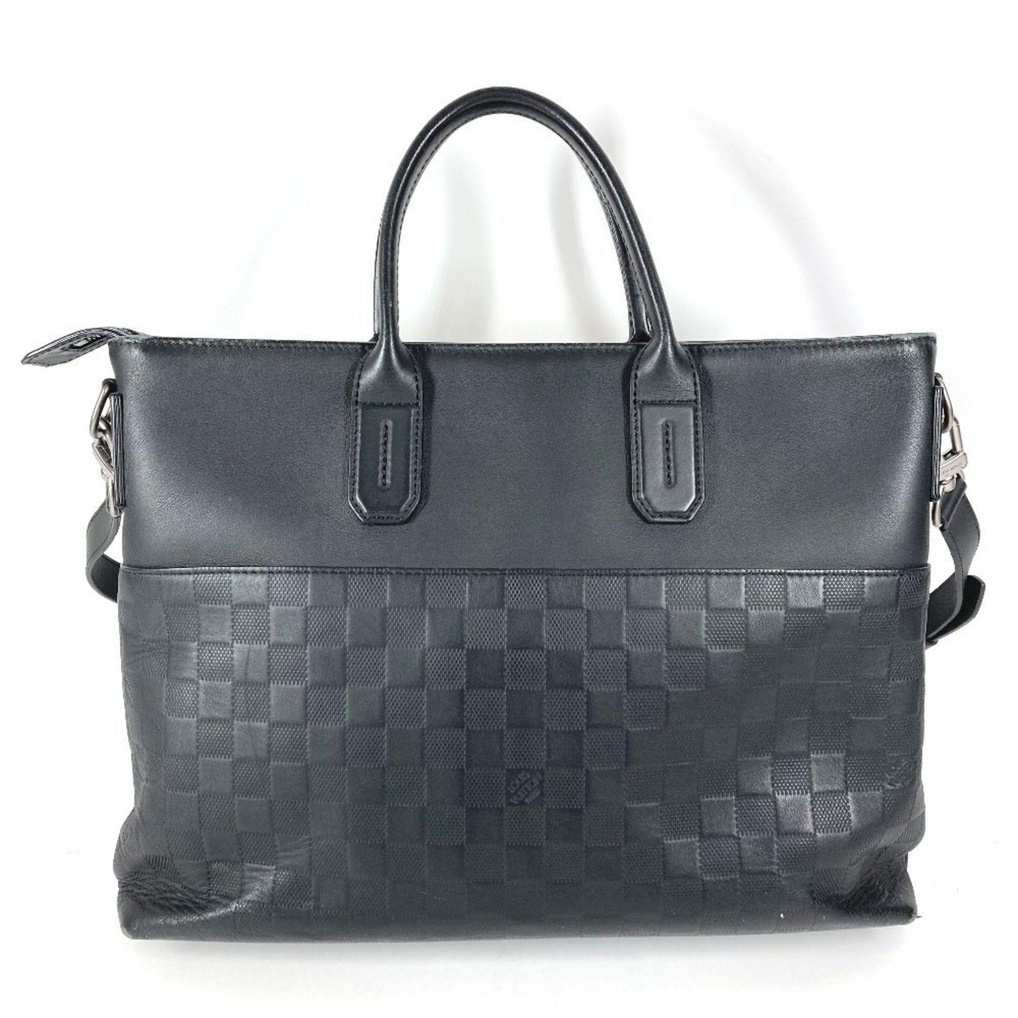 Louis Vuitton Black Onyx Damier Infini Leather Briefcase Handbag Shoulder Bag Tote Bag (Pre-Owned)