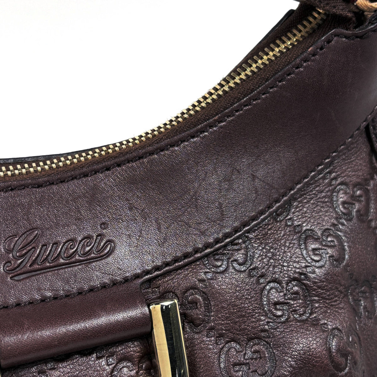 Gucci Dark Brown Leather Shoulder Bag (Pre-Owned)