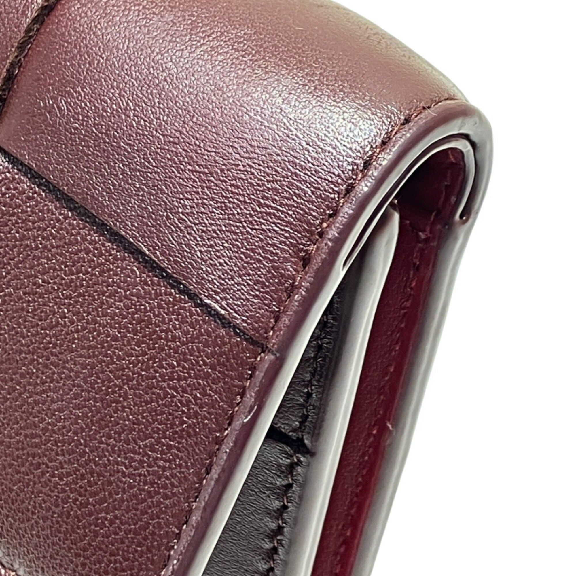 Bottega Veneta Bordeaux Leather Wallet (Tri-Fold) (Pre-Owned)